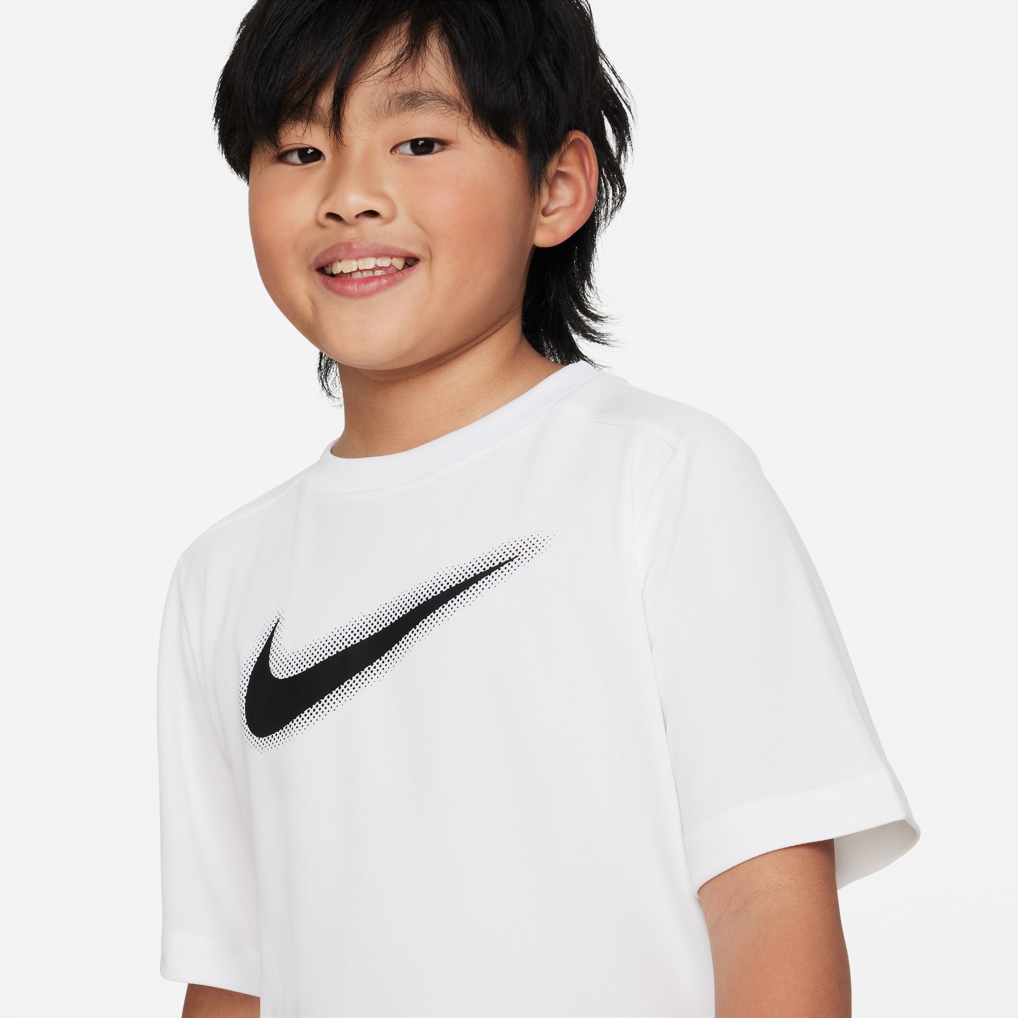 NIKE B NK DF MULTI+ SS TOP HBR WHITE/BLACK
