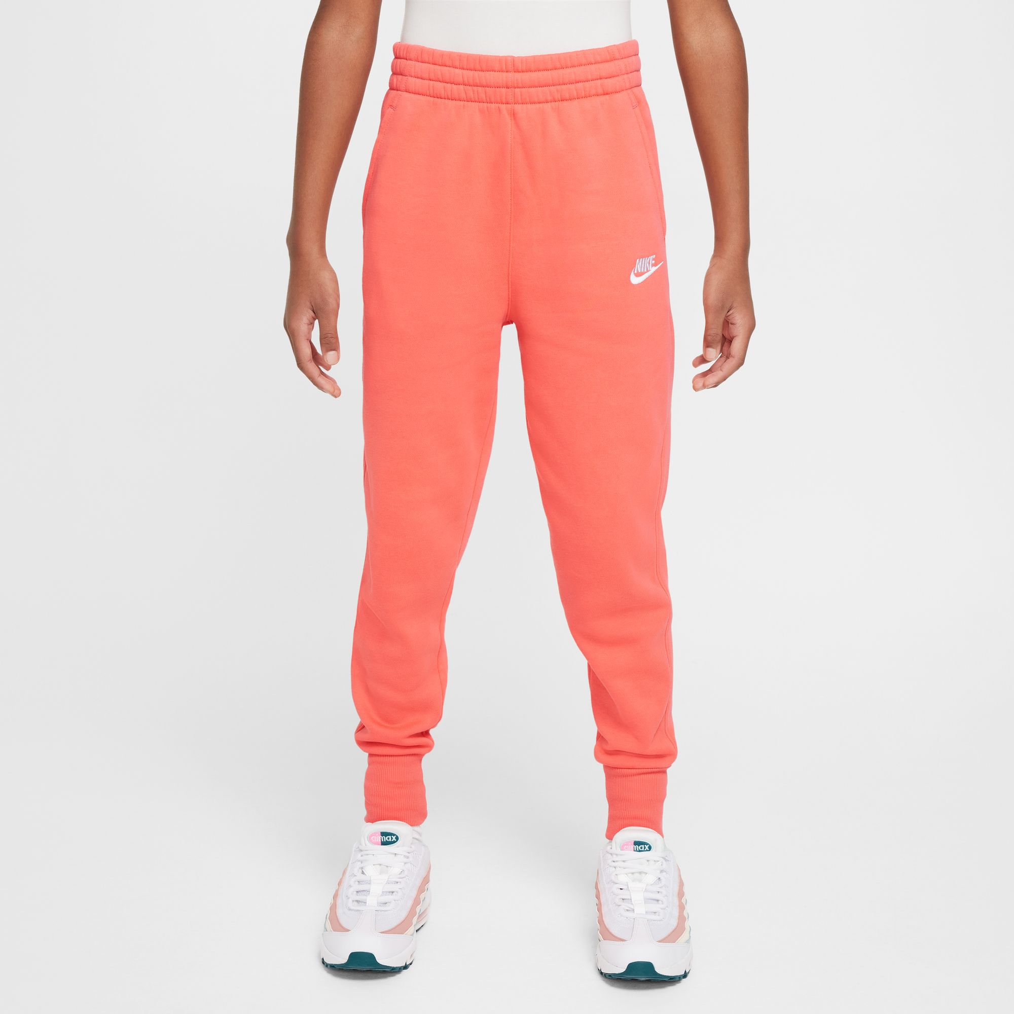 NIKE G NSW CLUB FLC HR FTD PNT LBR MAGIC EMBER/MAGIC EMBER/WHITE