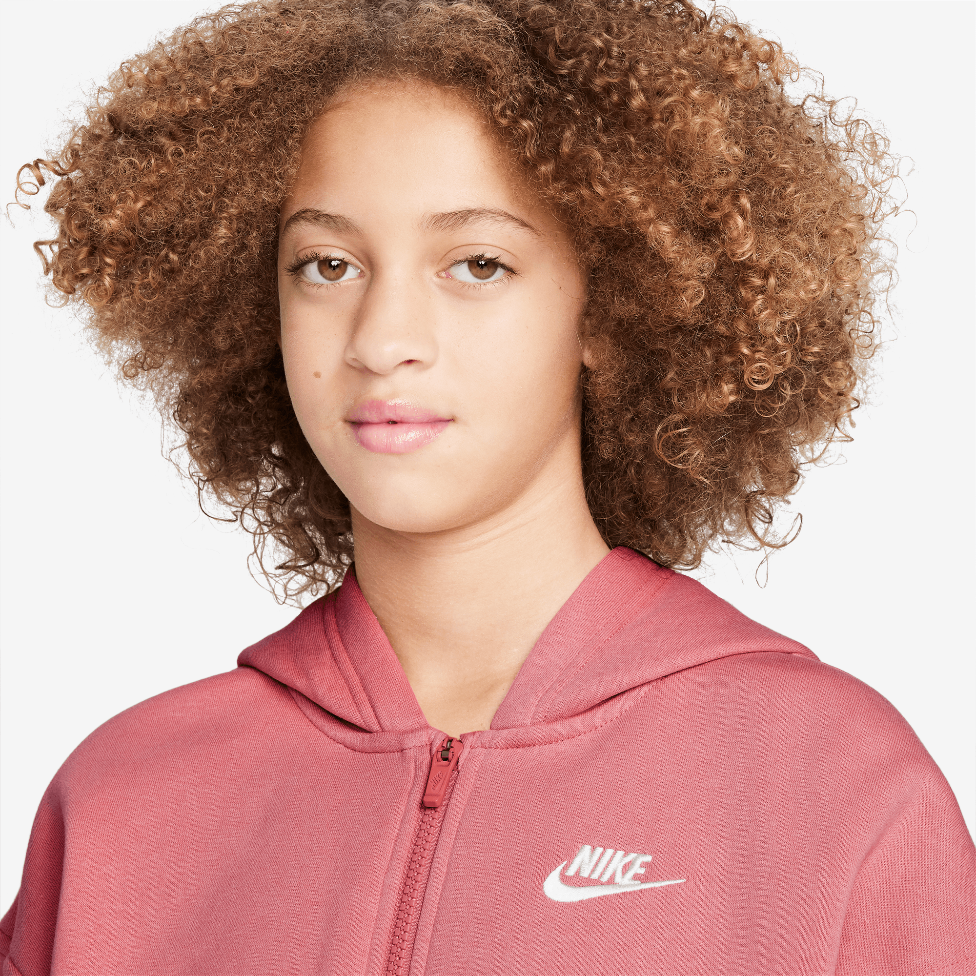 NIKE G NSW CLUB FLC OVRSZD FZ LBR ADOBE/WHITE – Bild 4