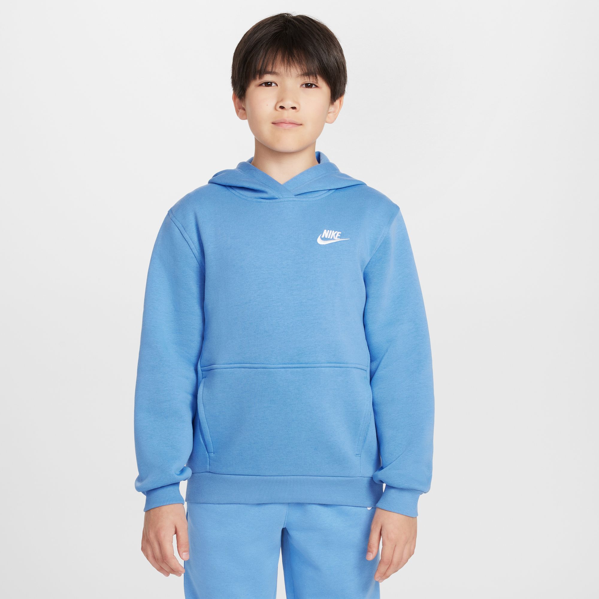 NIKE K NSW CLUB FLC HDY LBR BLUE BEYOND/WHITE
