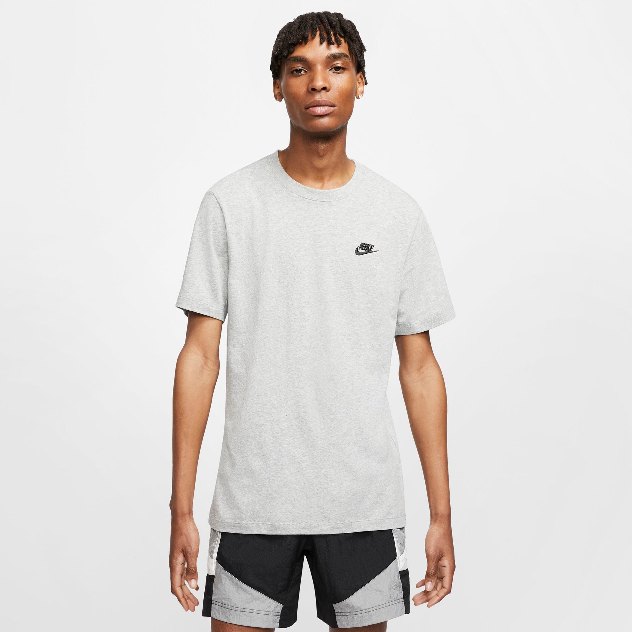 NIKE M NSW CLUB TEE DK GREY HEATHER/BLACK