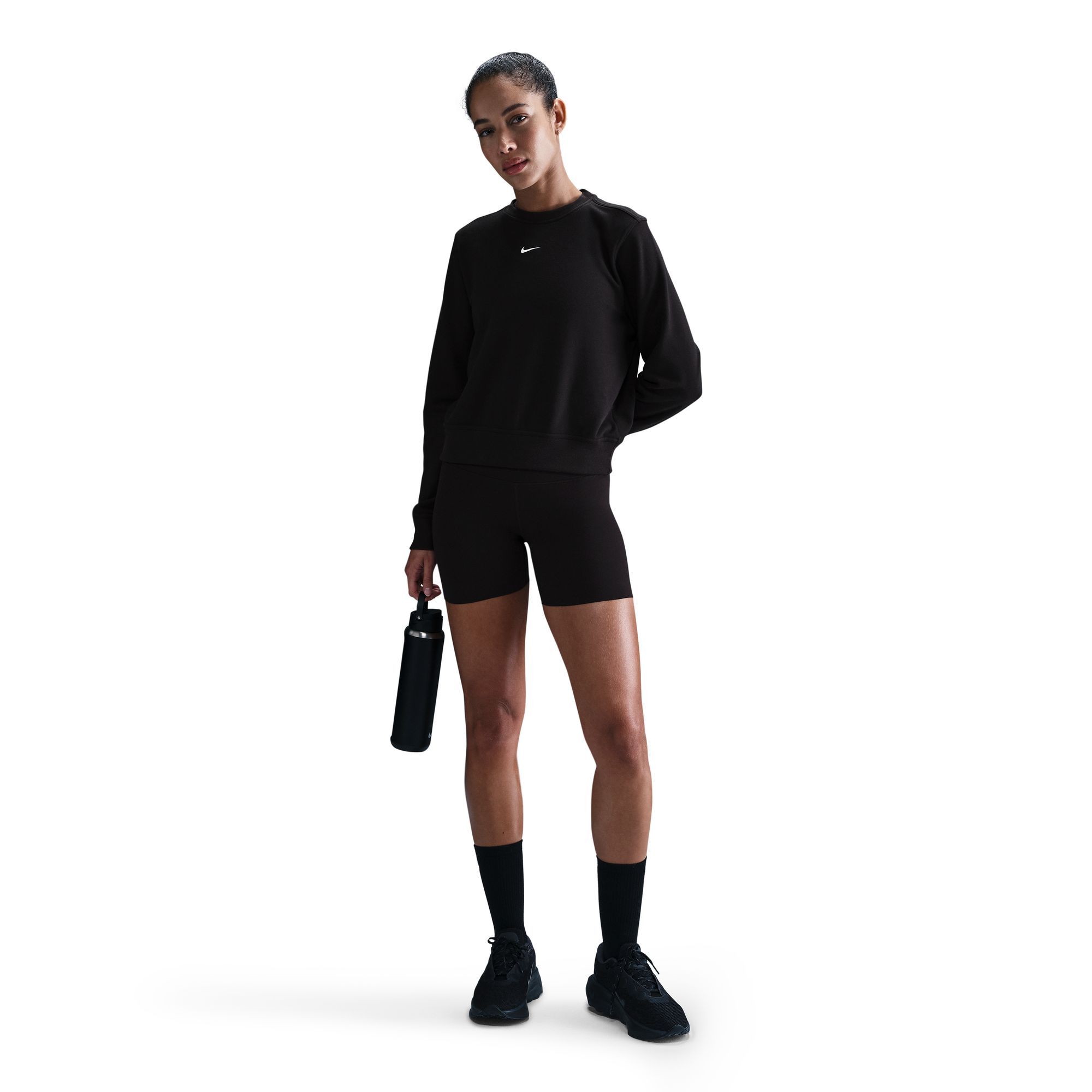 NIKE W NK ONE DF CREW HBR TT BLACK/COOL GREY/WHITE