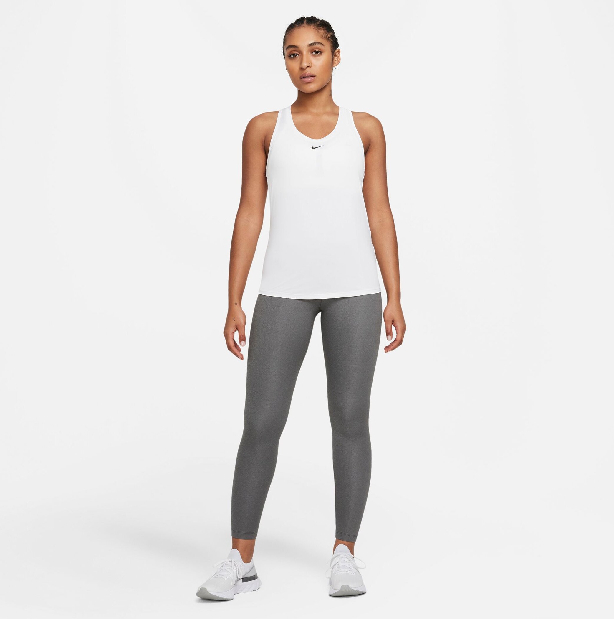 NIKE W NK ONE DF SLIM TANK WHITE/BLACK – Bild 4