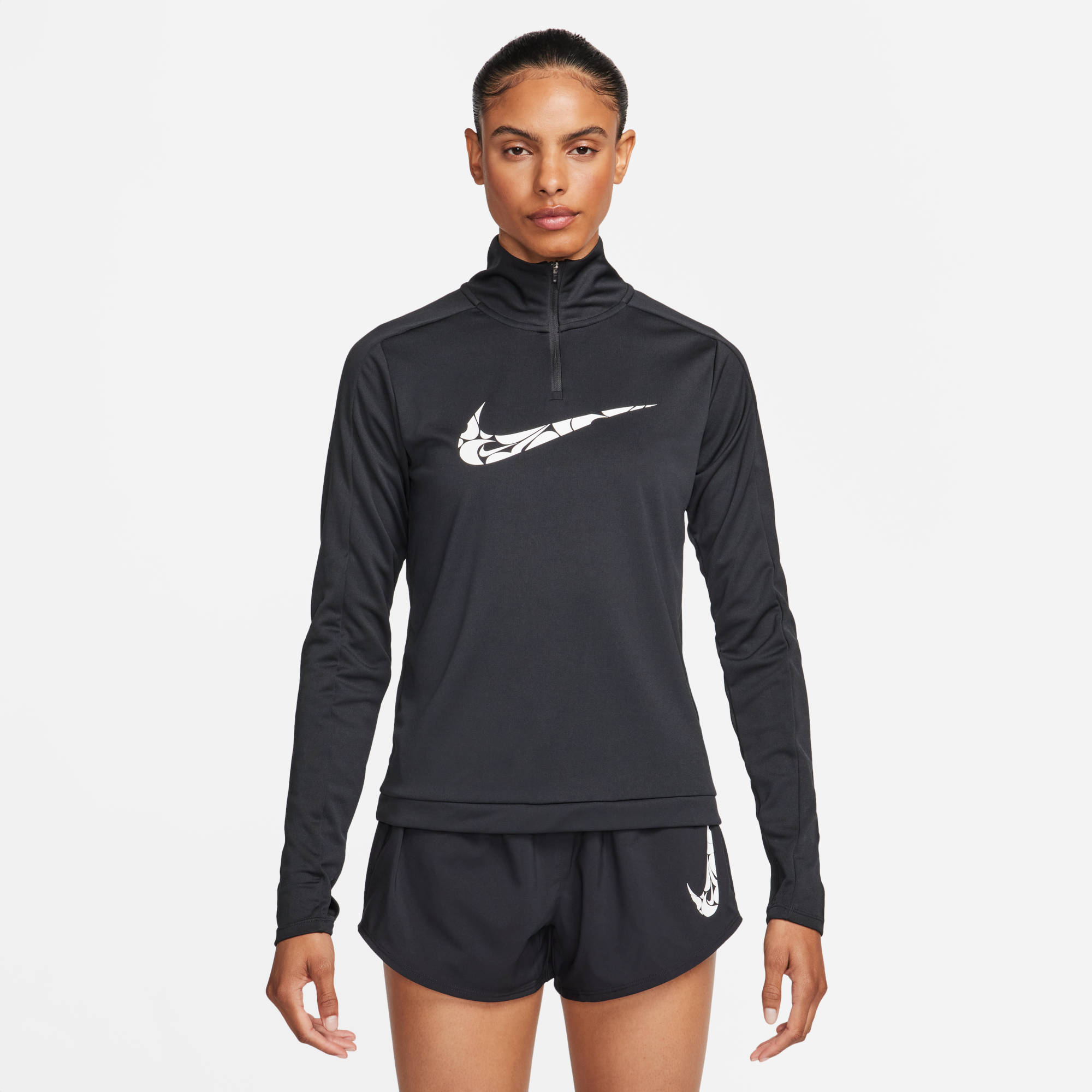 NIKE W NK SWSH HBR DF HZ MID BLACK/WHITE