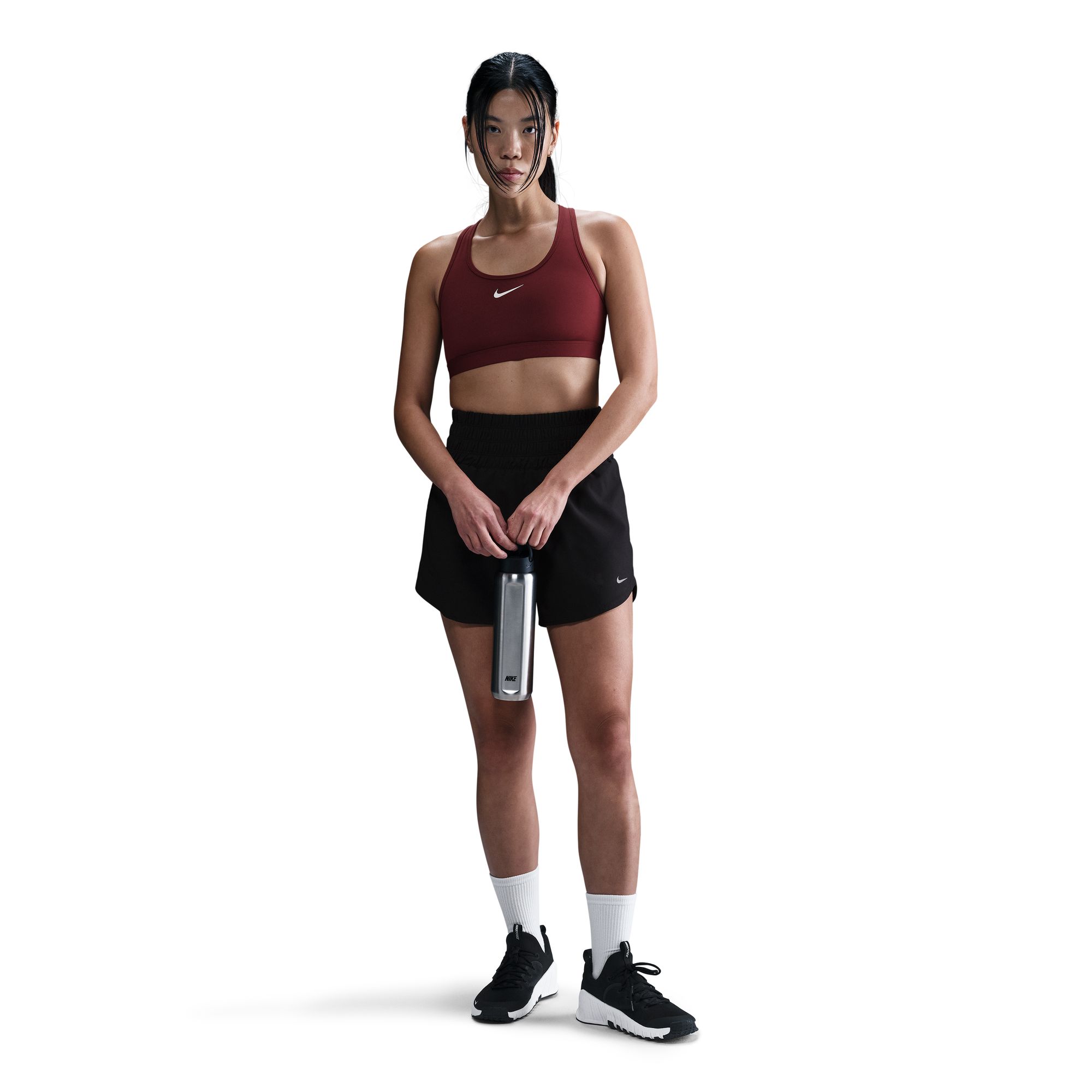 NIKE W NK SWSH MED SPT BRA DARK TEAM RED/WHITE