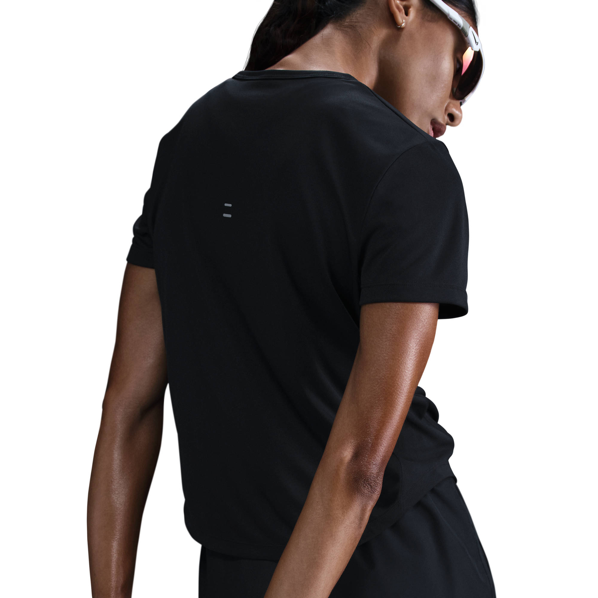 NIKE W NK TEMPO DF SS TOP BLACK/REFLECTIVE SILV