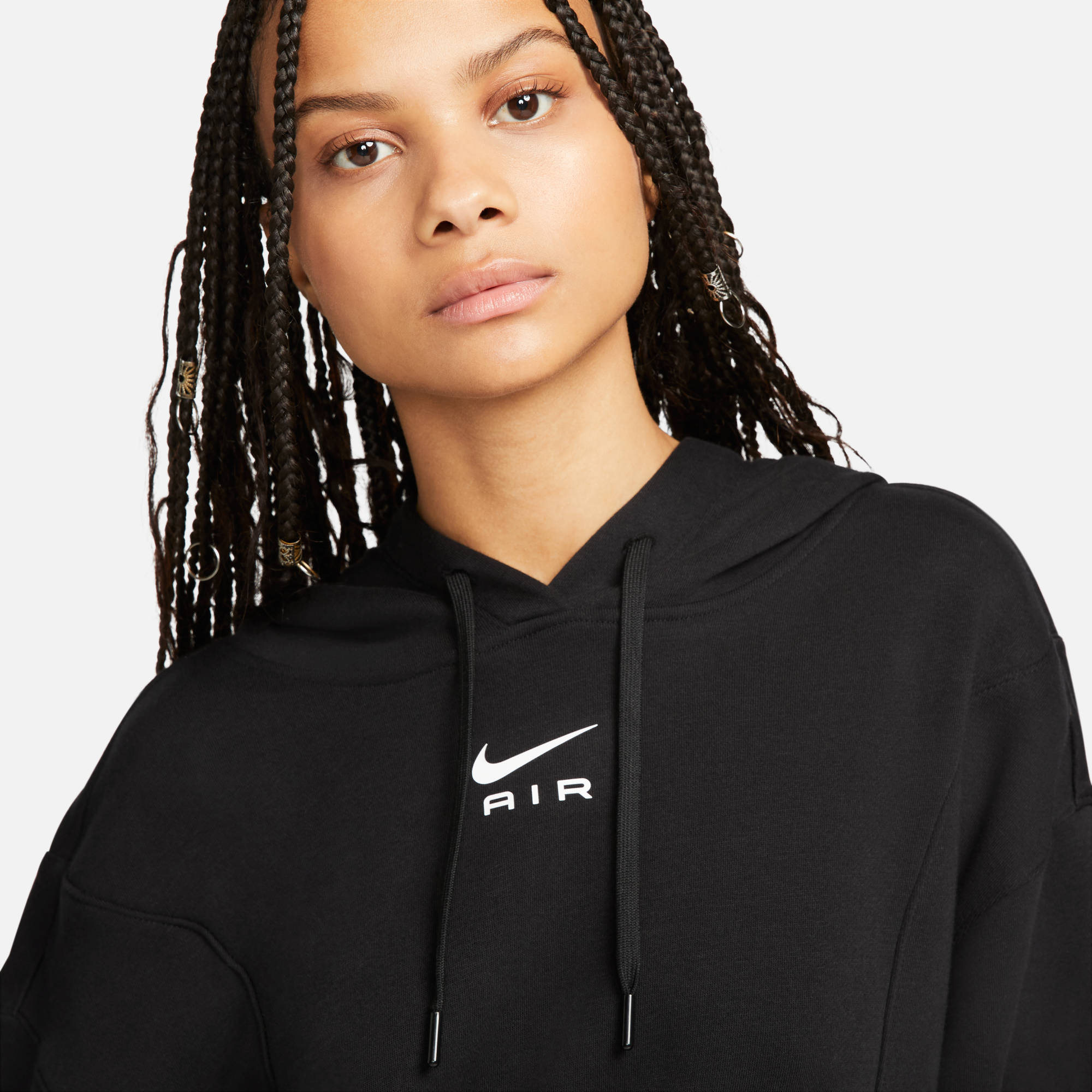 NIKE W NSW AIR OS MOD CROP FLC HD BLACK/BLACK/WHITE – Bild 3