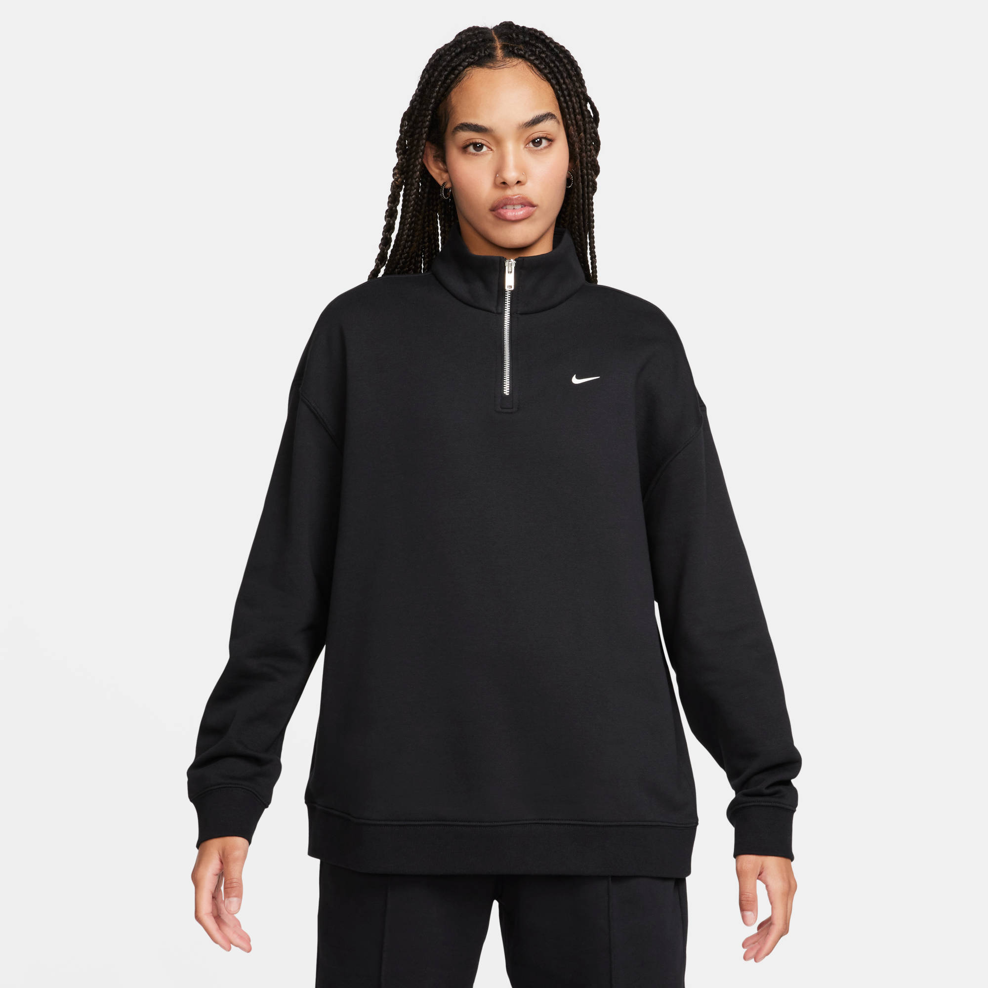 NIKE W NSW FLC QZ GLS BLACK/SAIL