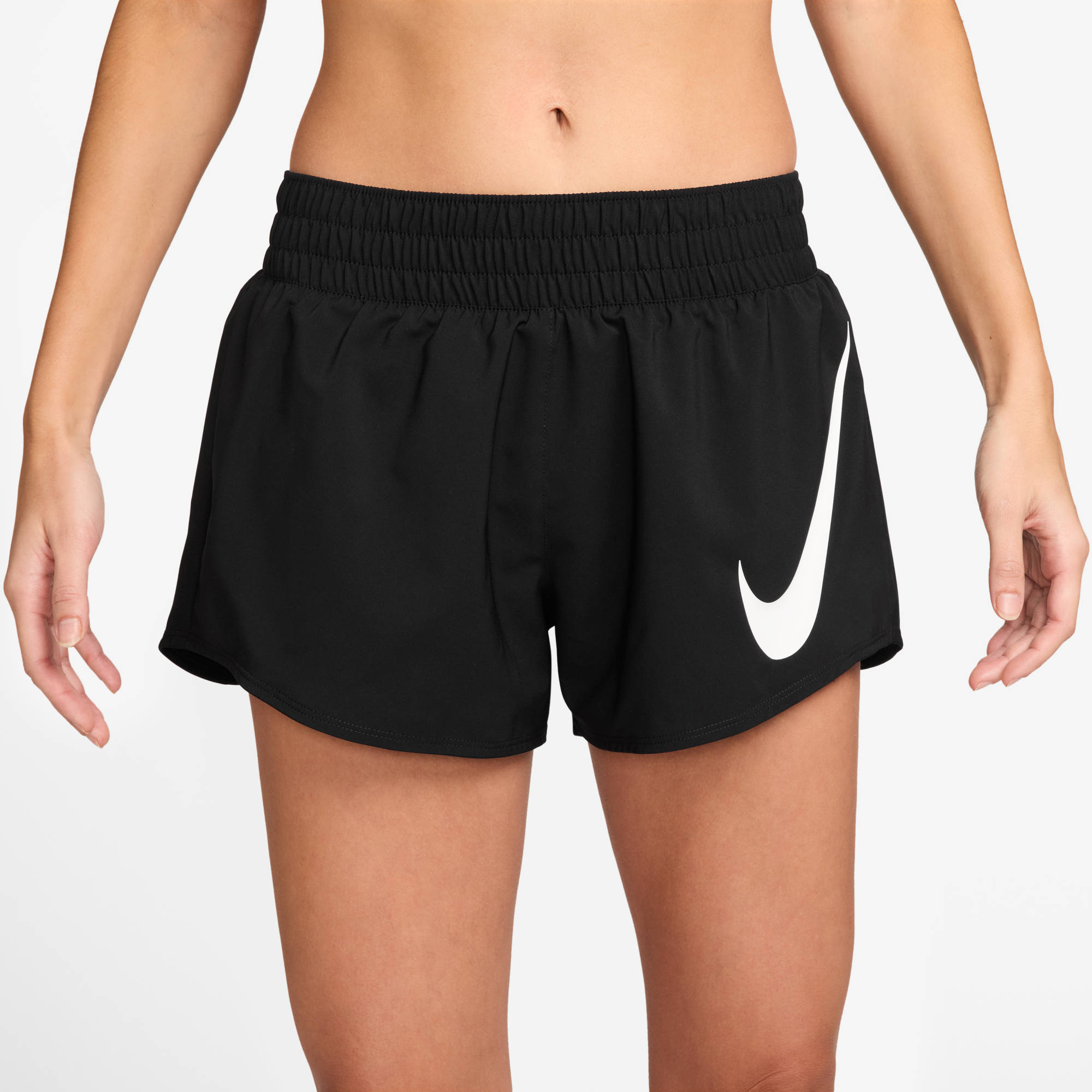 NIKE W NK ONE SWSH HBR DF MR 3IN BR BLACK/WHITE