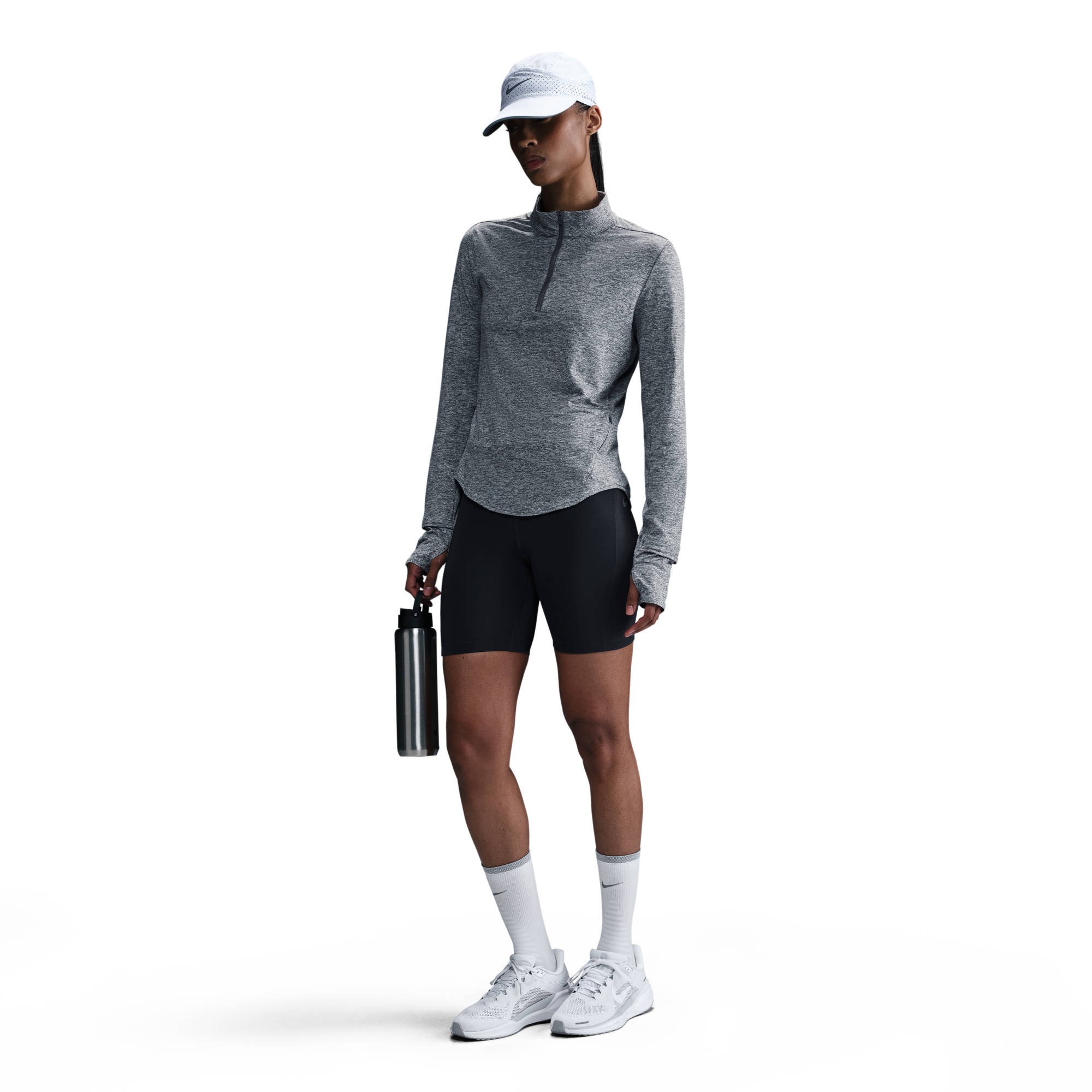 NIKE W NK SWIFT DF UV HZ TOP SMOKE GREY/HTR/REFLECTIVE SILV