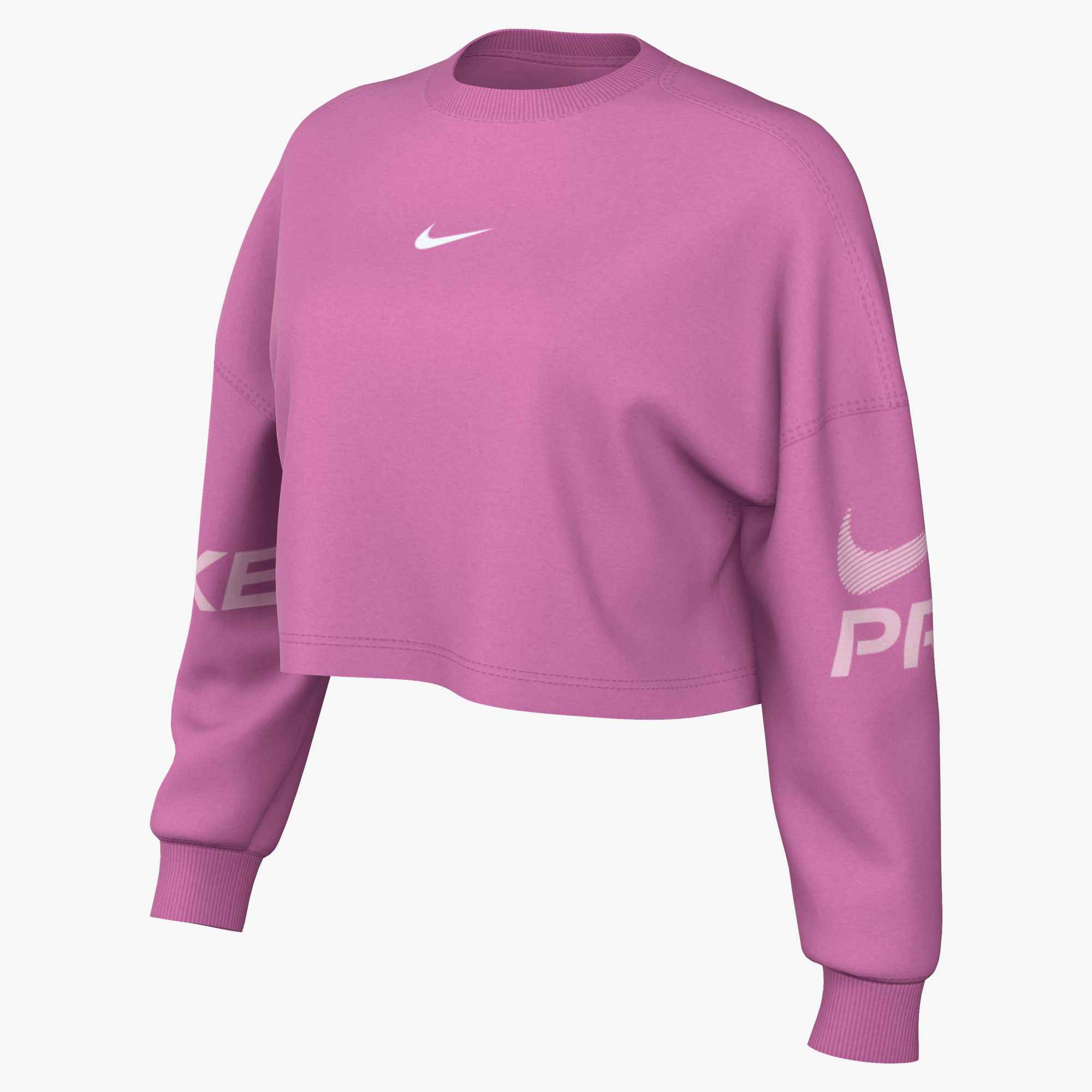 NIKE W NP DF FLC CREW TT GRX PLAYFUL PINK/PINK FOAM/WHITE