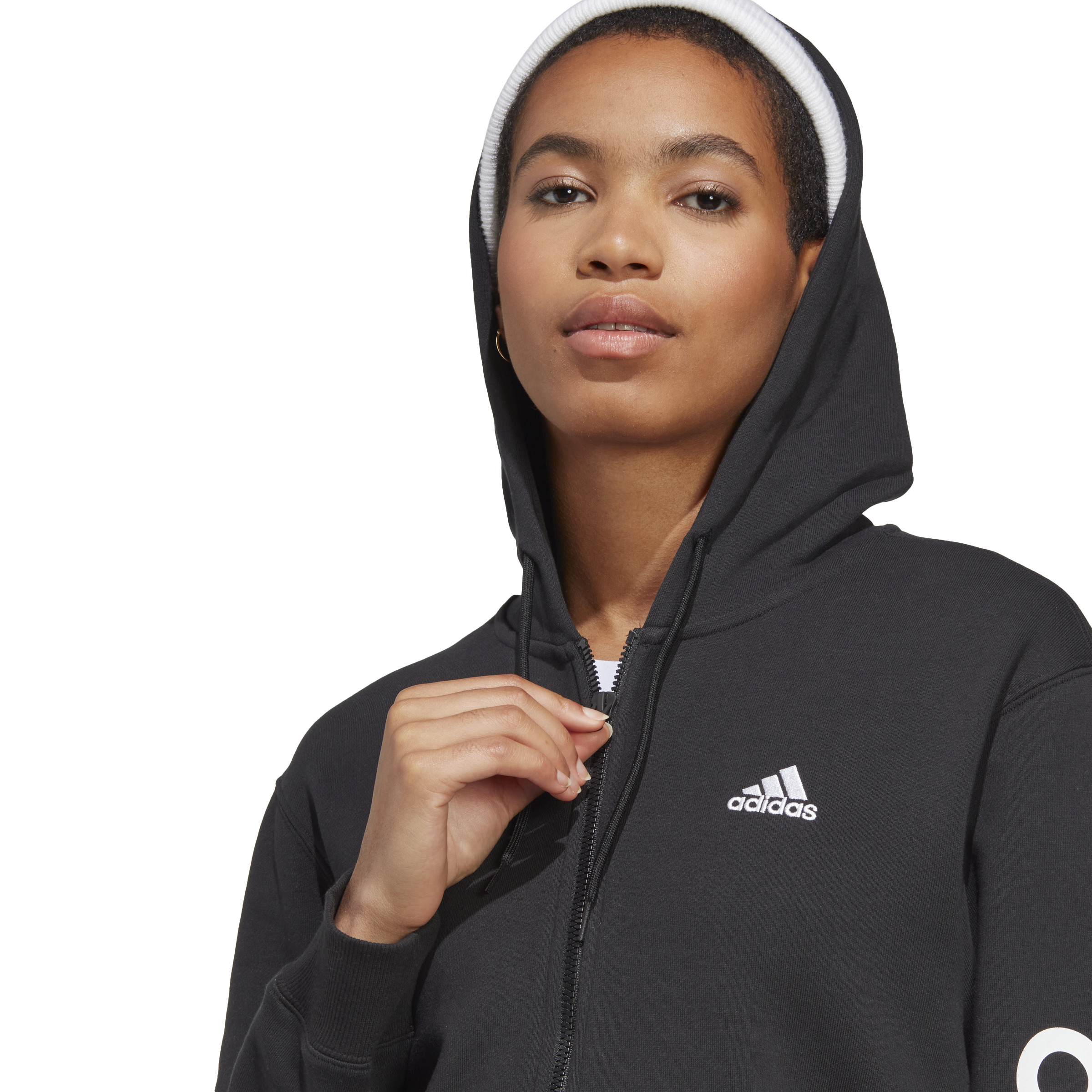 ADIDAS W LIN FT FZ HD BLACK/WHITE – Bild 2