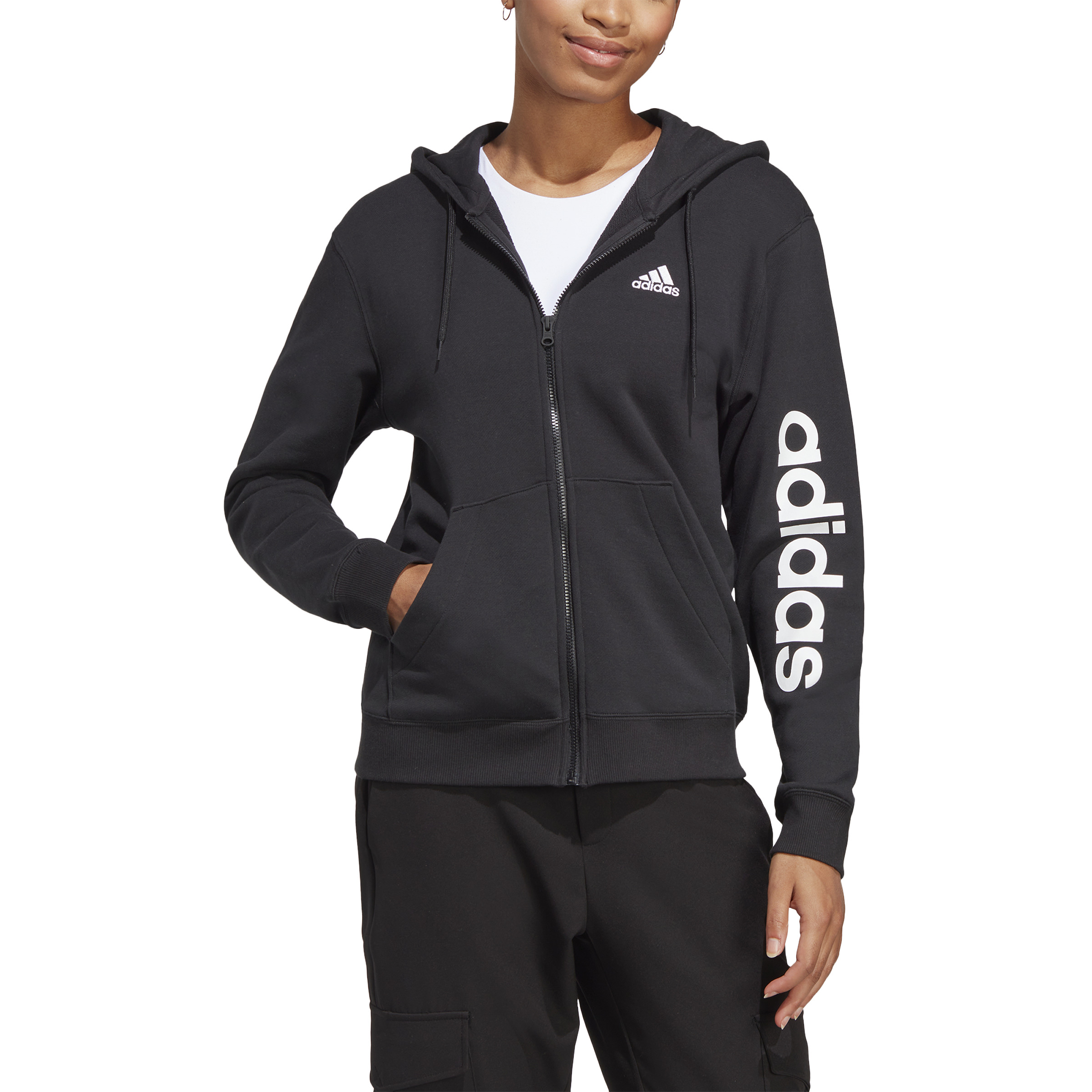 ADIDAS W LIN FT FZ HD BLACK/WHITE – Bild 5