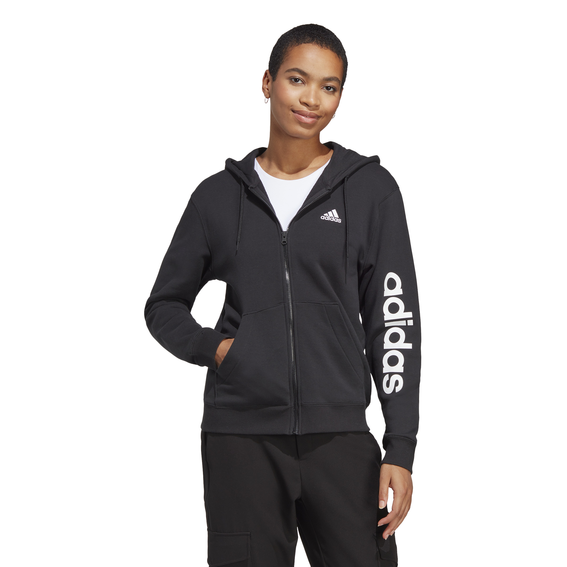 ADIDAS W LIN FT FZ HD BLACK/WHITE – Bild 6