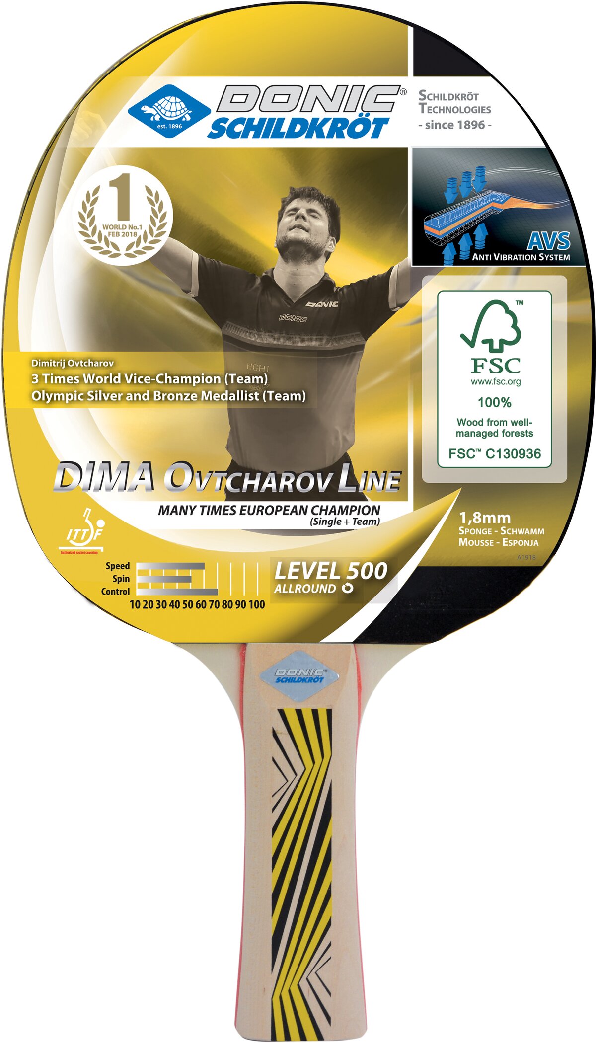 DONIC SCHILDKRÖT TT-Schläger DIMA OVTCHAROV 500 FSC