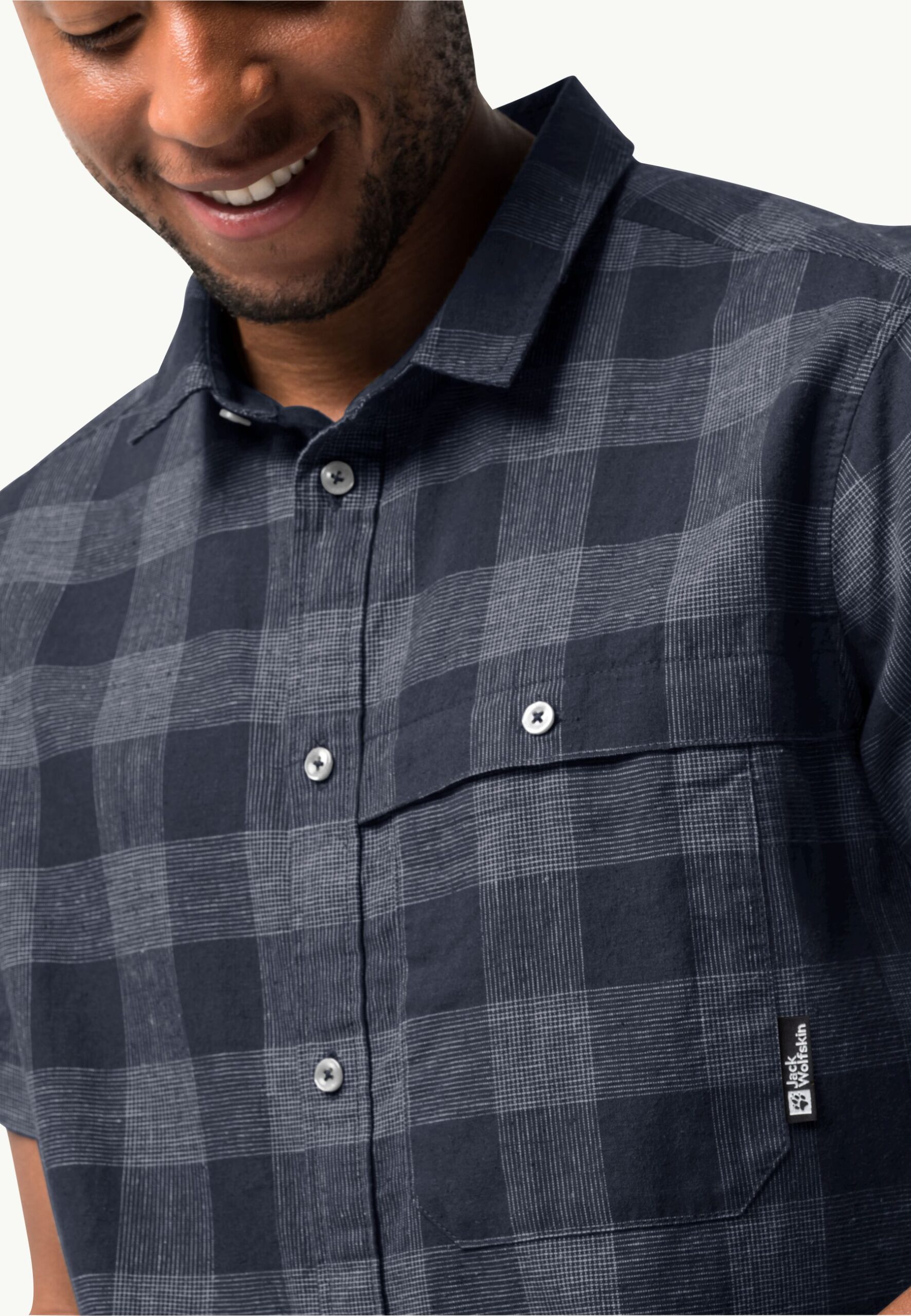 JACK WOLFSKIN HIGHLANDS SHIRT M NIGHT BLUE CHECKS – Bild 4
