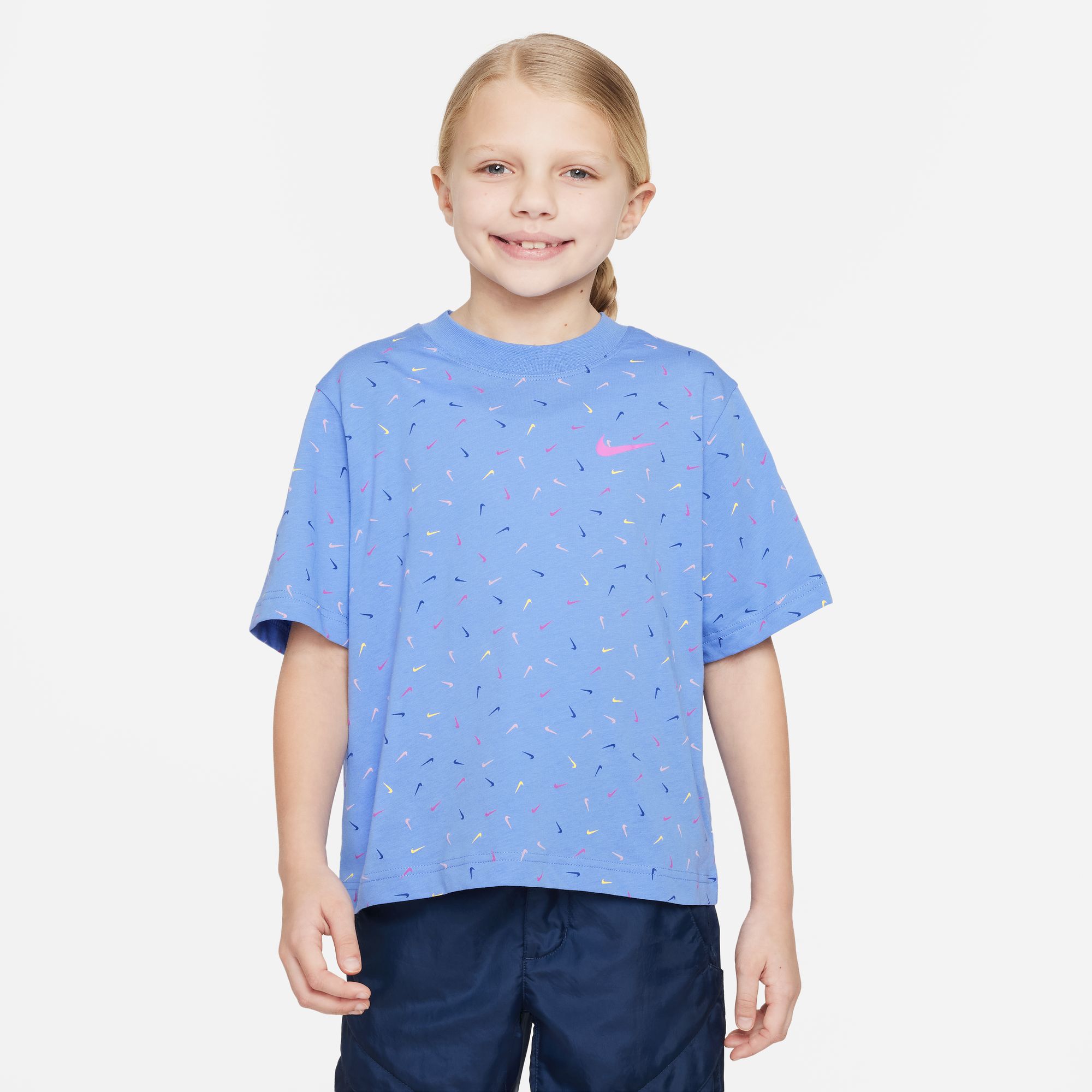 NIKE G NK NSW TEE BOXY SWOOSH AOP POLAR