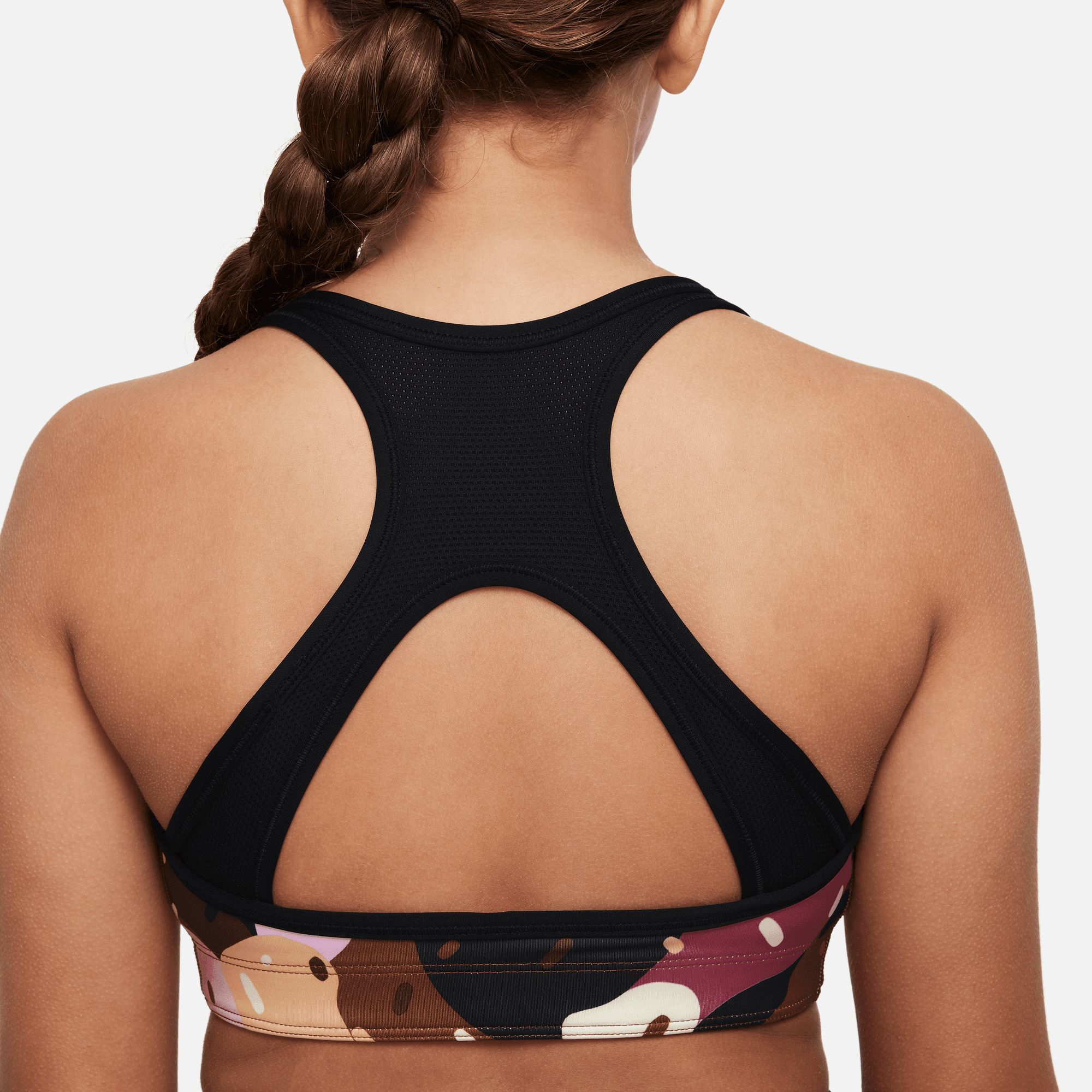 NIKE G NK SWOOSH REV BRA PER AOP PECAN/BLACK/WHITE – Bild 3