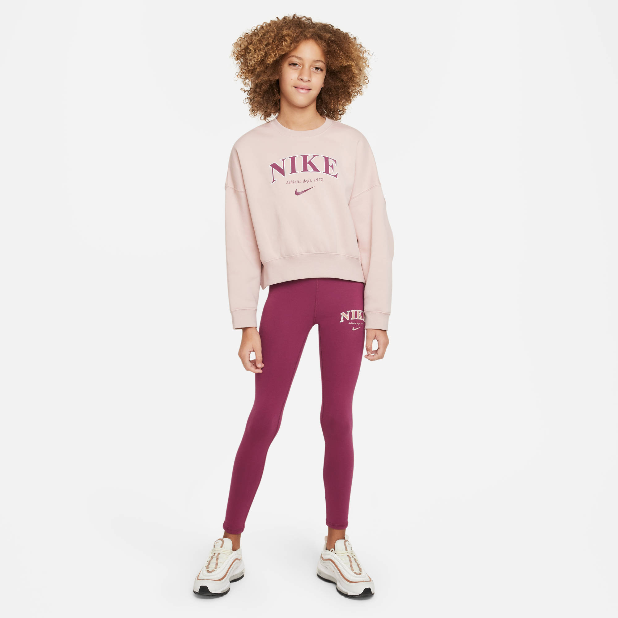 NIKE G NSW TREND FLC CREW PRNT PINK OXFORD – Bild 4