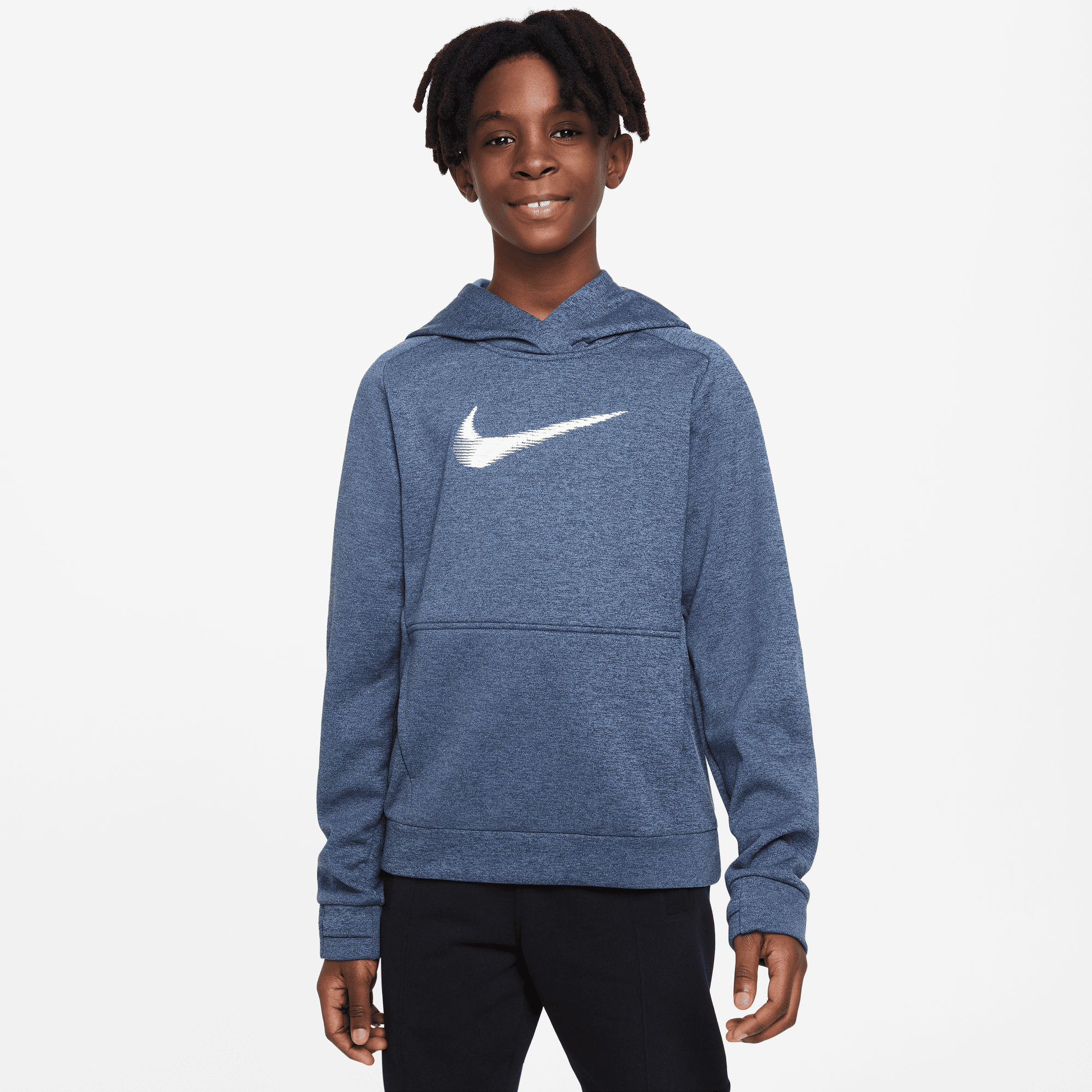 NIKE K NK TF MULTI+ PO HOODIE HBR MIDNIGHT NAVY/DIFFUSED BLUE/WH