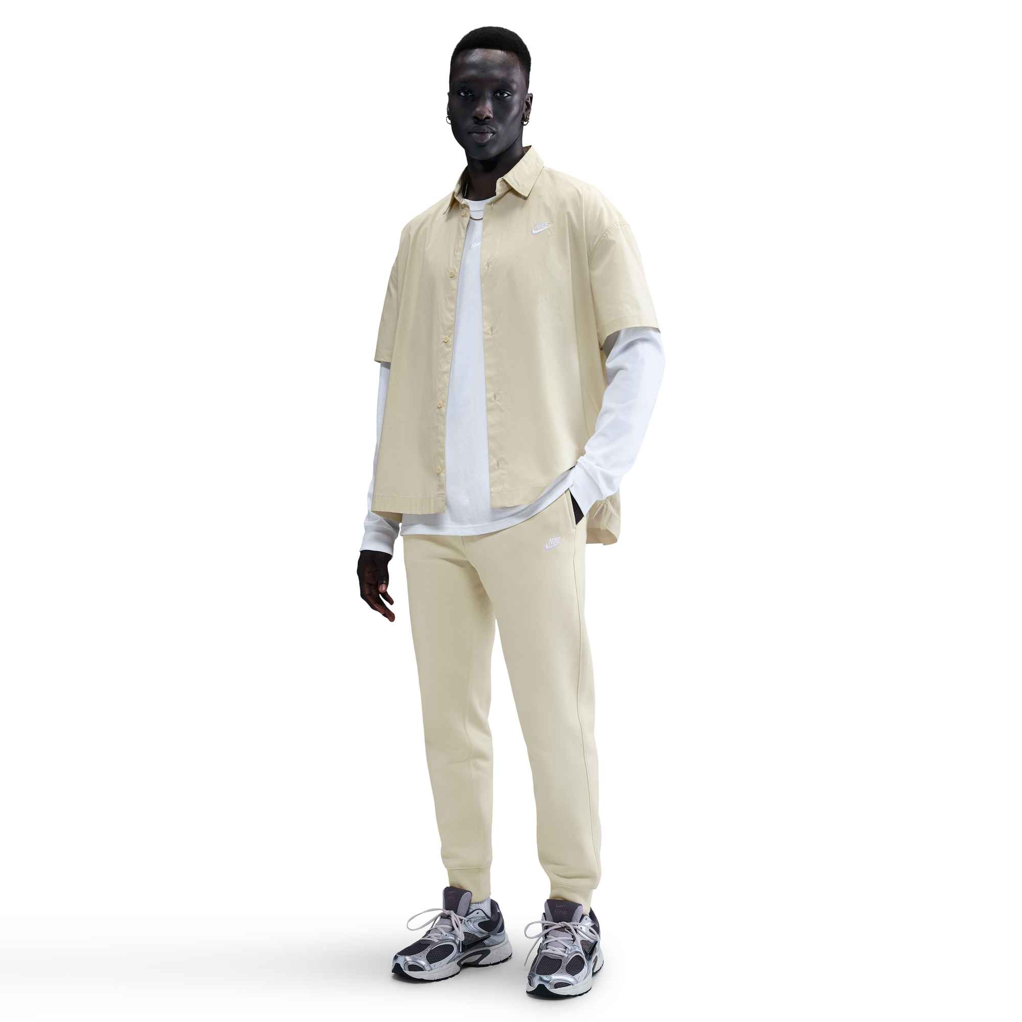 NIKE M NK CLUB BB JOGGER LT KHAKI/LT KHAKI/WHITE