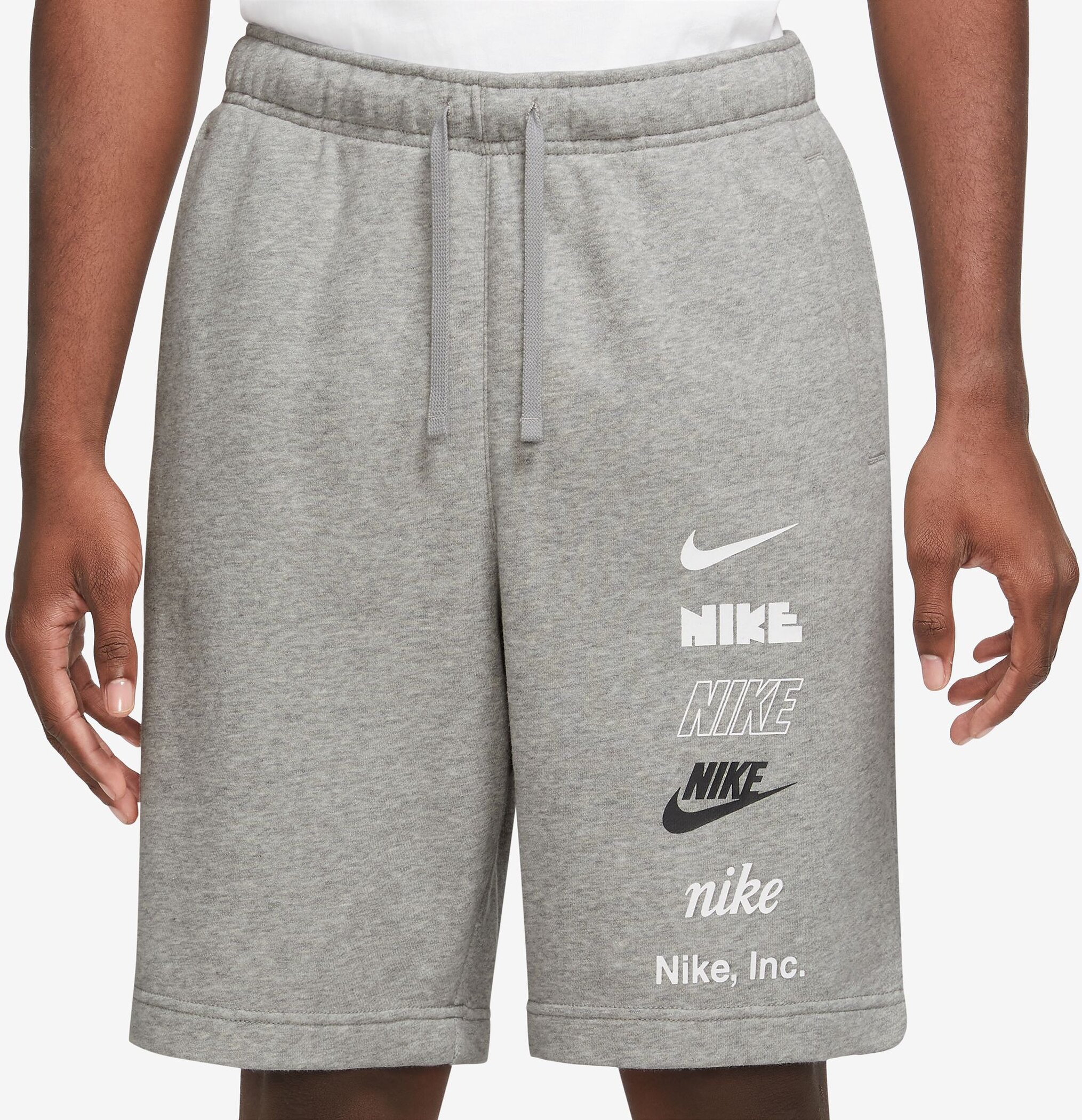 NIKE M NK CLUB+ FT SHORT MLOGO DK GREY HEATHER
