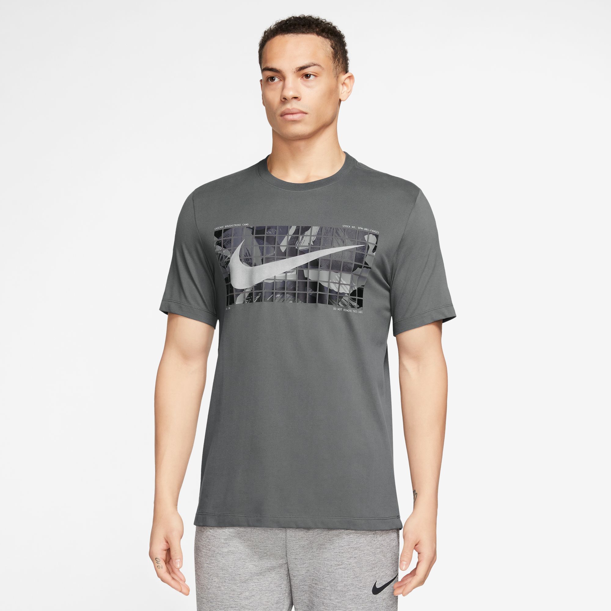 NIKE M NK DF TEE CAMO IRON GREY