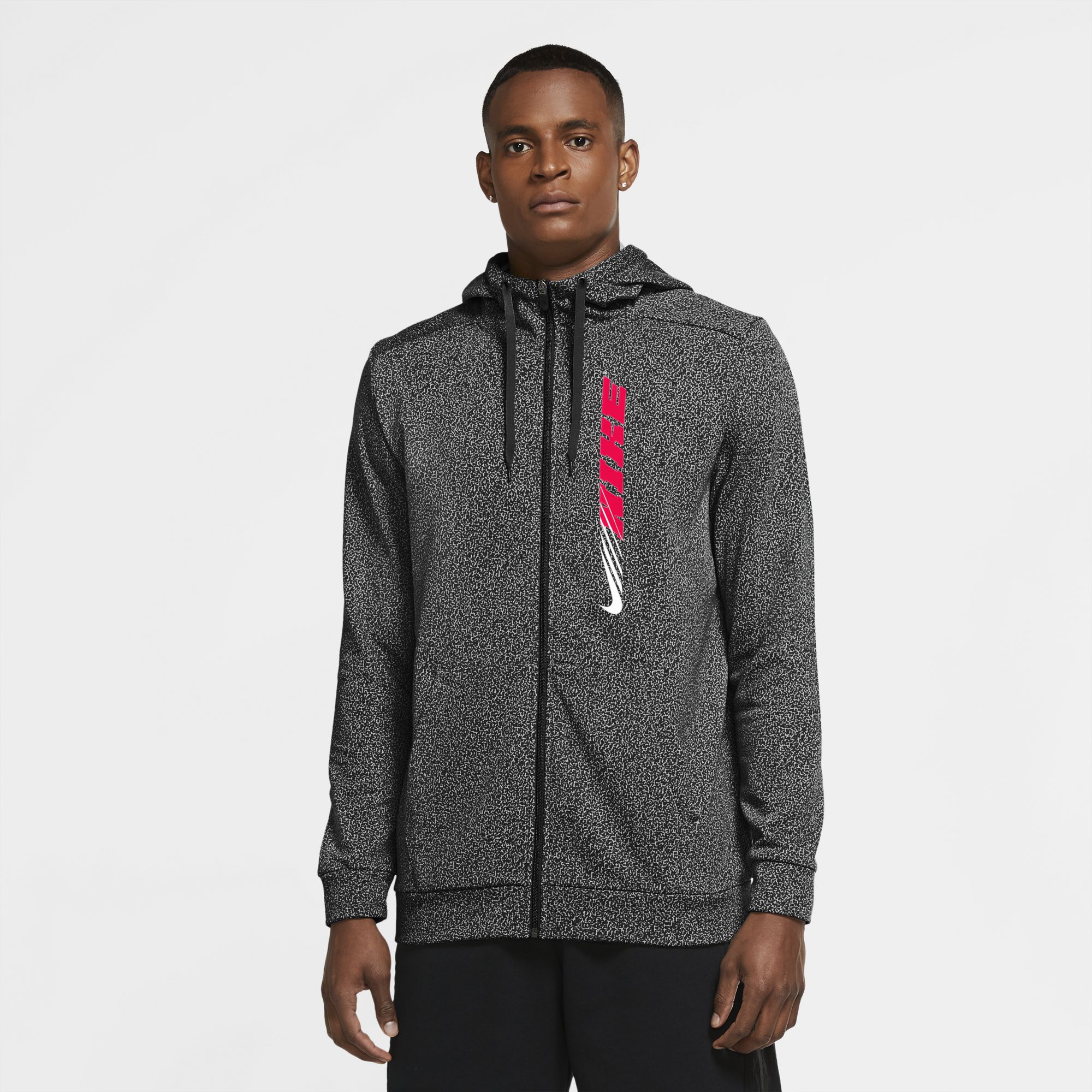 NIKE M NK DRY FZ FLC SC ENERGY BLACK/BRIGHT CRIMSON