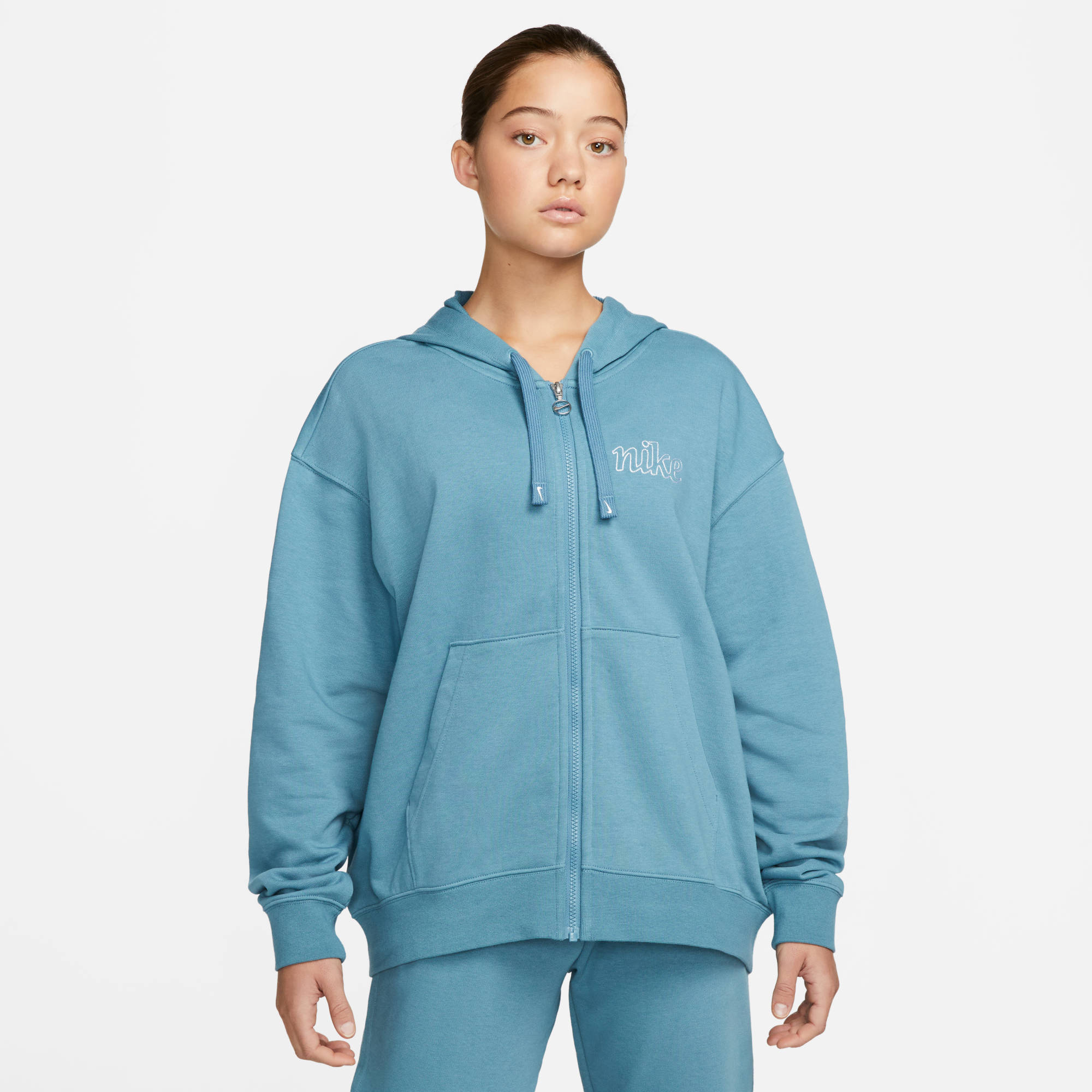 NIKE W NK DF GT FT GX HD FZ HOODIE NOISE AQUA/WHITE