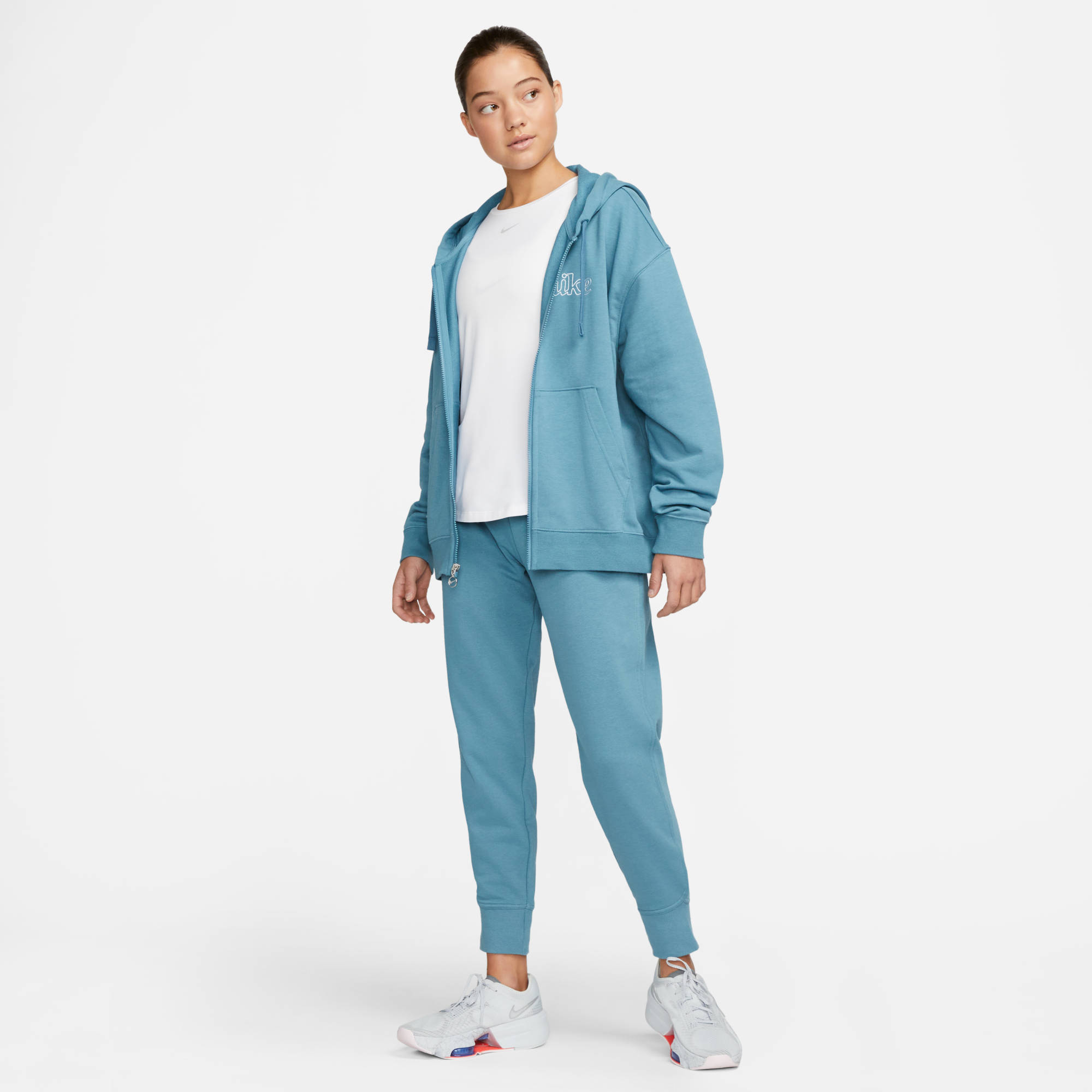 NIKE W NK DF GT FT GX HD FZ HOODIE NOISE AQUA/WHITE – Bild 6