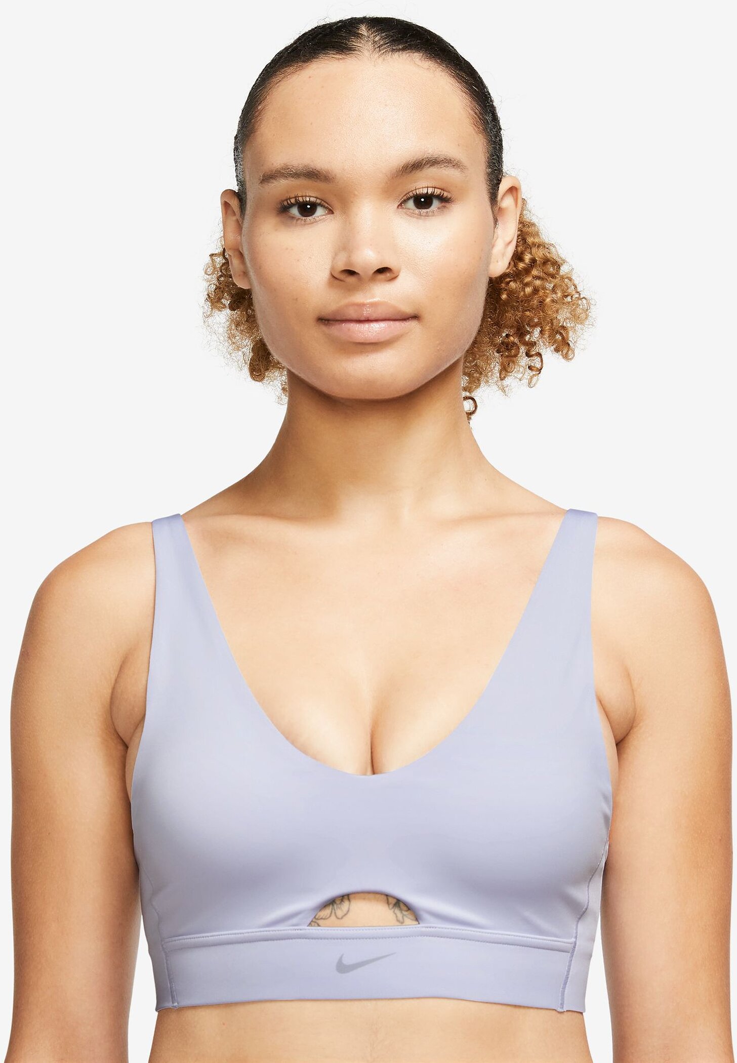 NIKE W NK DF INDY PLUNGE CUTOUT BRA OXYGEN PURPLE/INDIGO HAZE