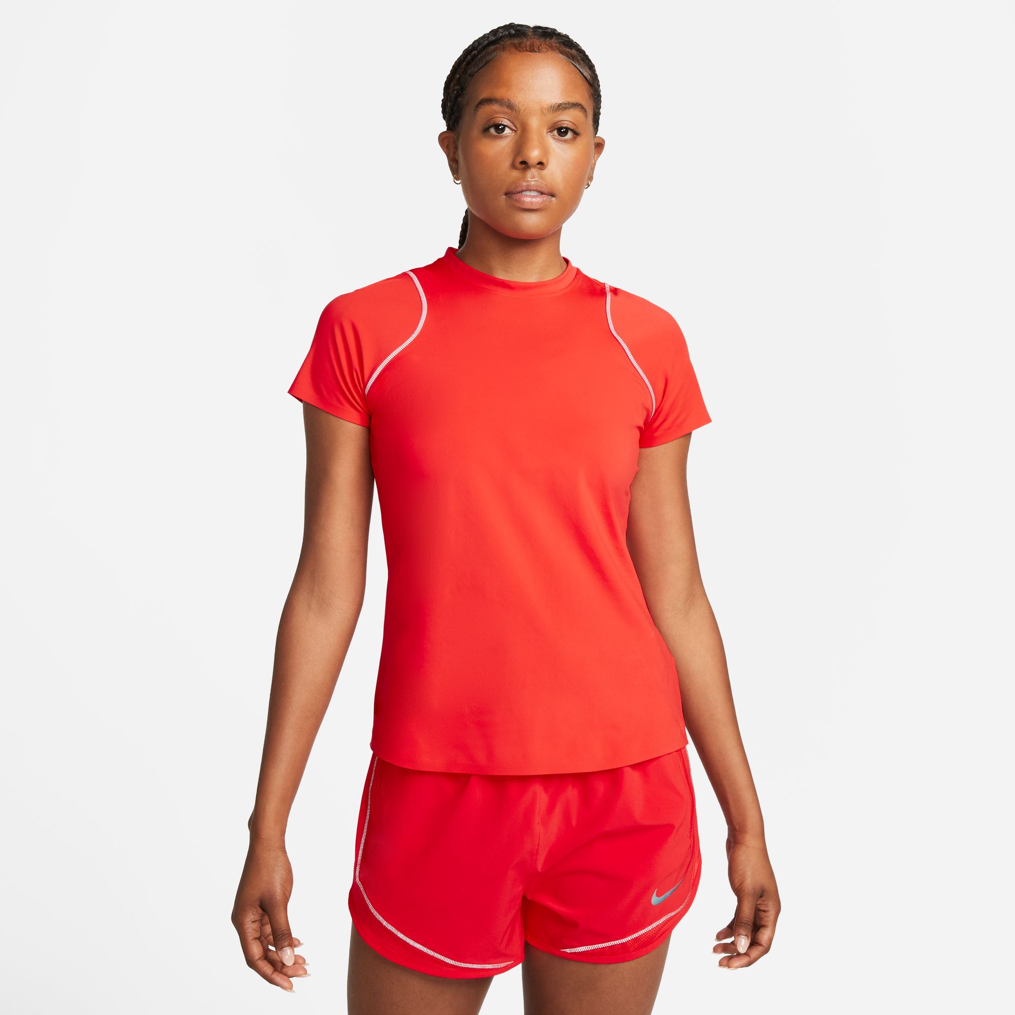 NIKE W NK DF RUN DVN TOP SS LT CRIMSON/BLACK