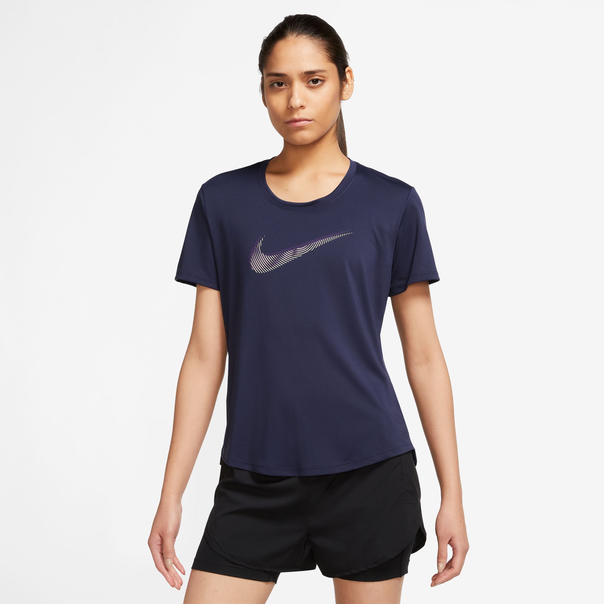 NIKE W NK DF SWOOSH HBR SS TOP PURPLE INK/DISCO PURPLE