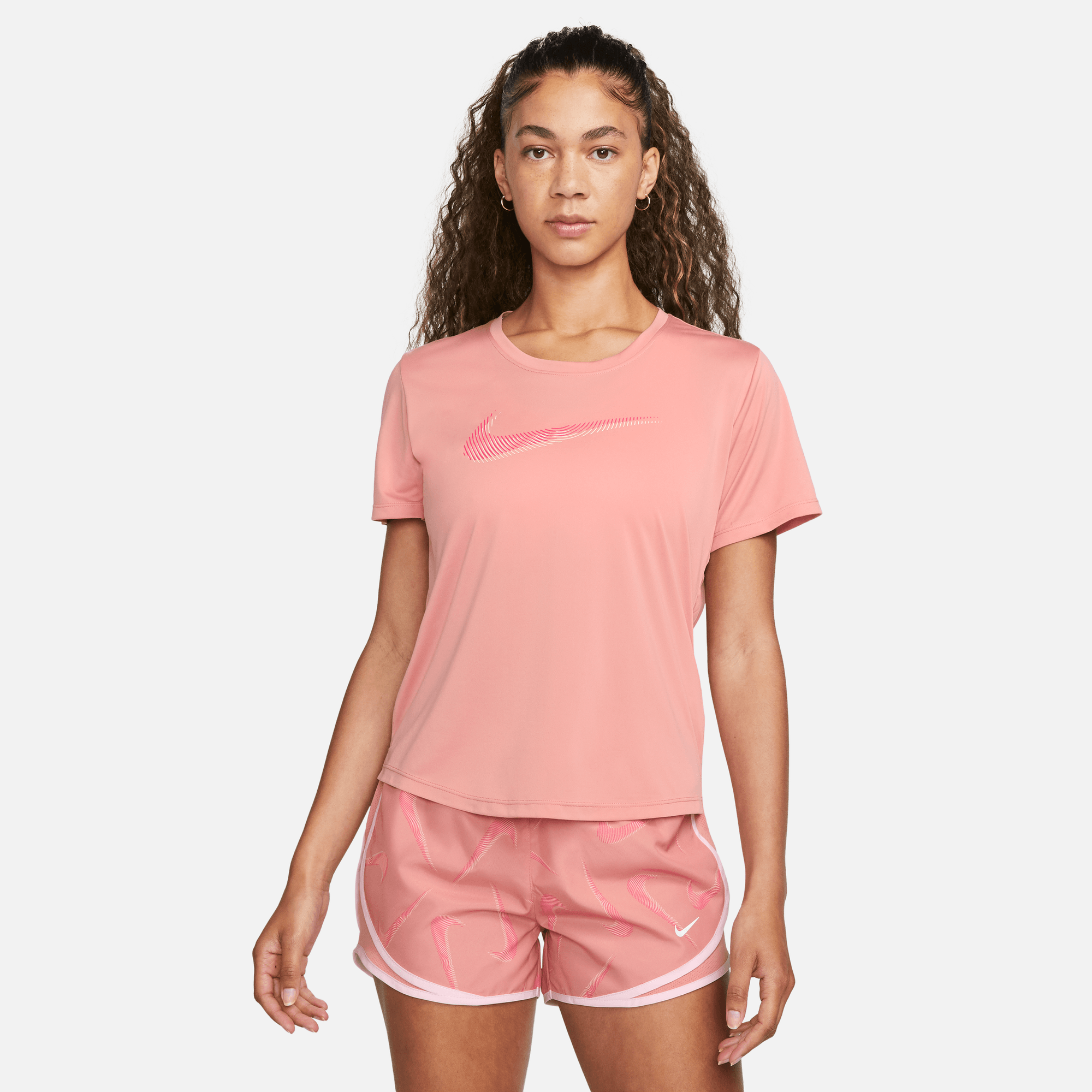 NIKE W NK DF SWOOSH HBR SS TOP RED STARDUST/FIERCE PINK