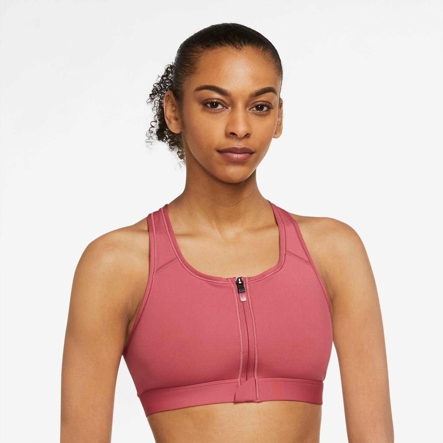 NIKE W NK DF SWSH ZIP FRONT BRA ARCHAEO PINK/BLACK