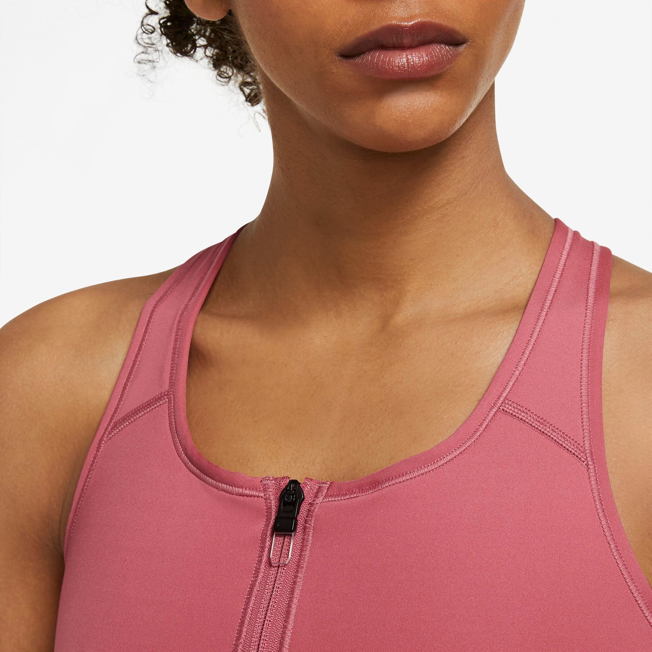 NIKE W NK DF SWSH ZIP FRONT BRA ARCHAEO PINK/BLACK – Bild 3