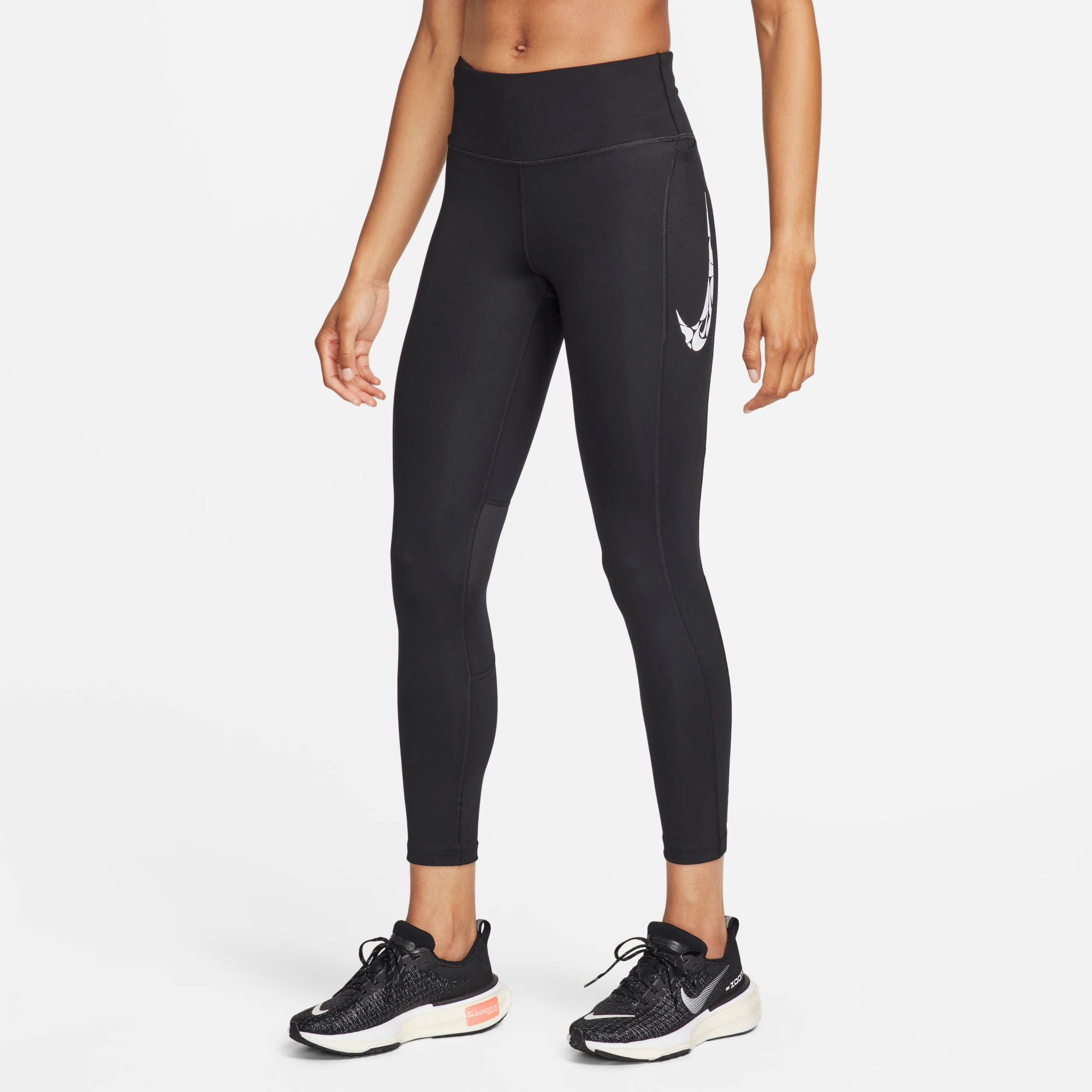 NIKE W NK FST SW HBR DF MR 7/8 TGT BLACK/WHITE