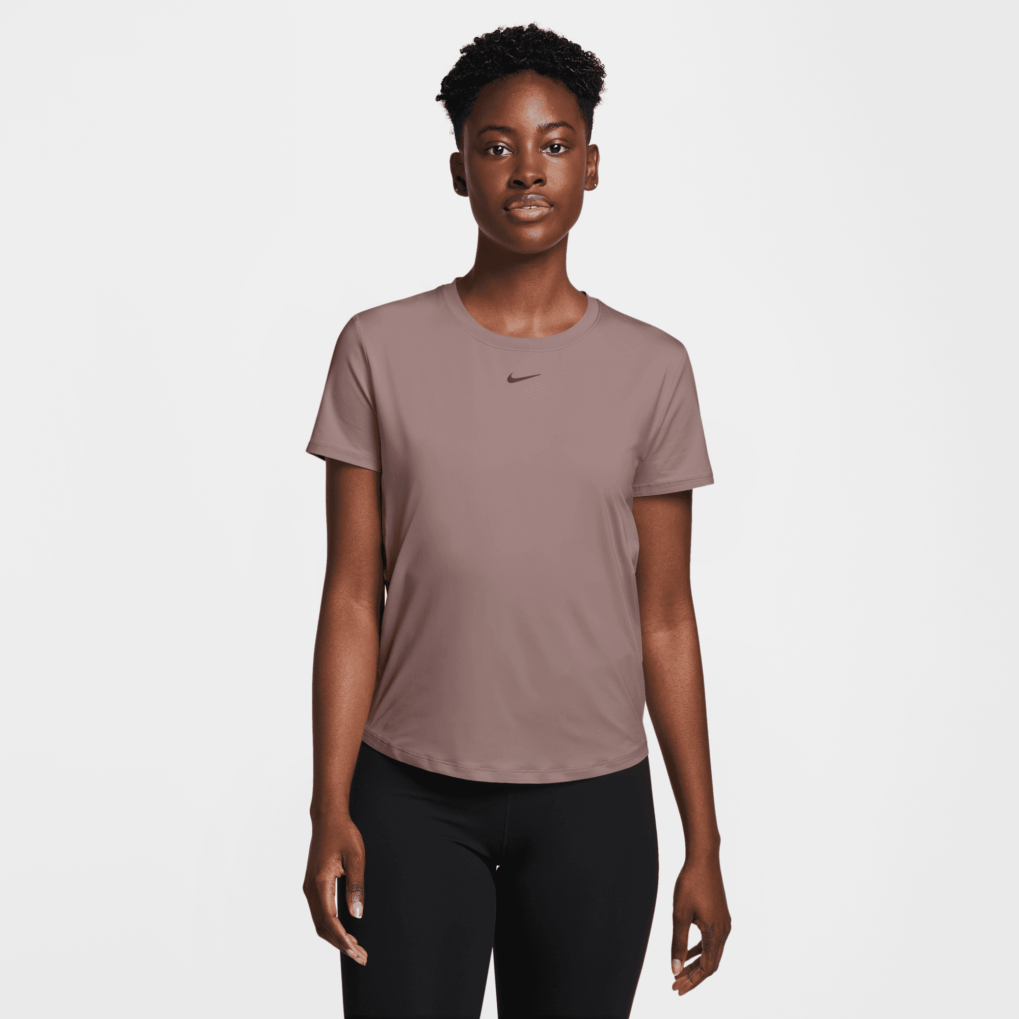 NIKE W NK ONE CLASSIC DF SS TOP SMOKEY MAUVE/BLACK