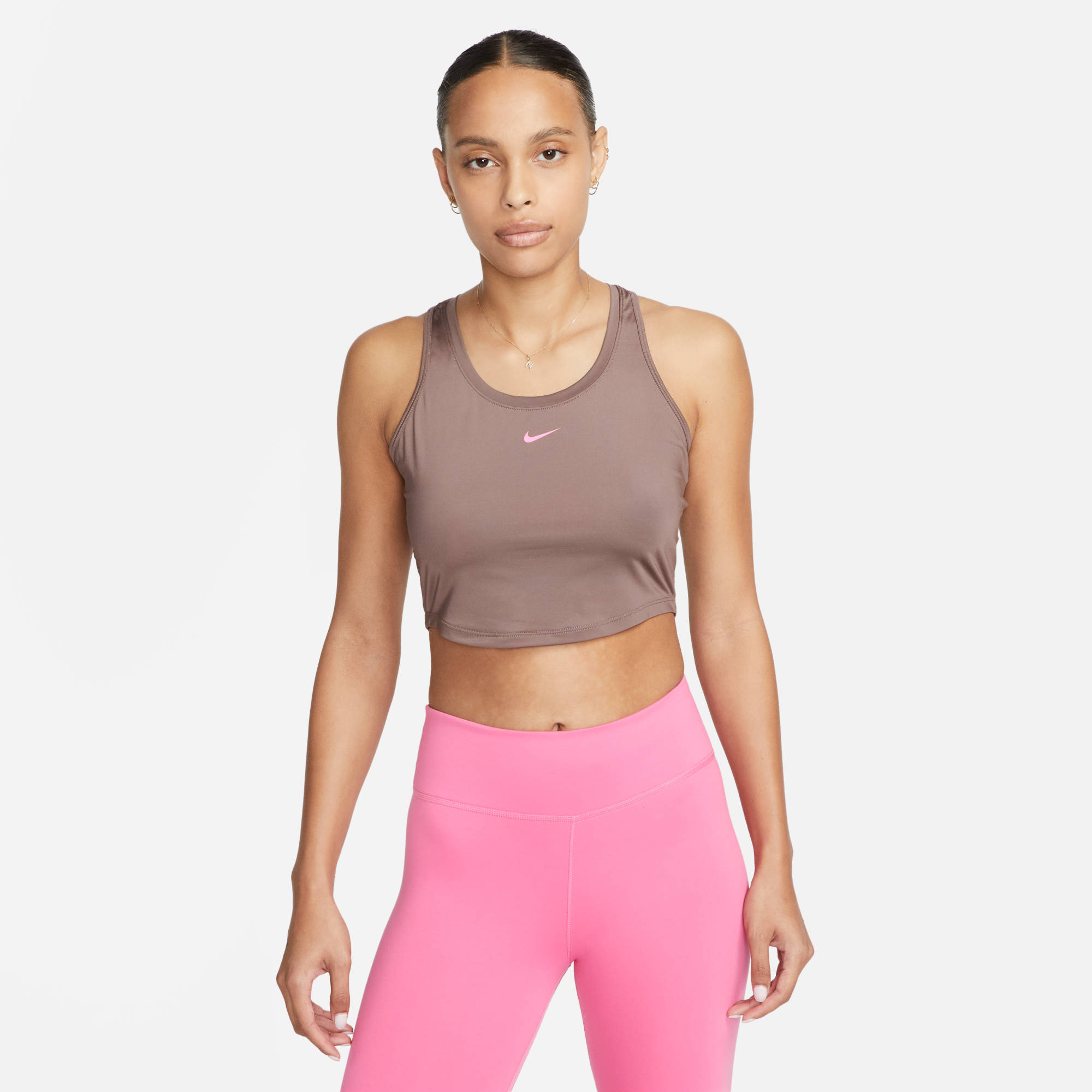 NIKE W NK ONE DF CROP TANK NVLTY PLUM ECLIPSE/PINK GLOW/PIN