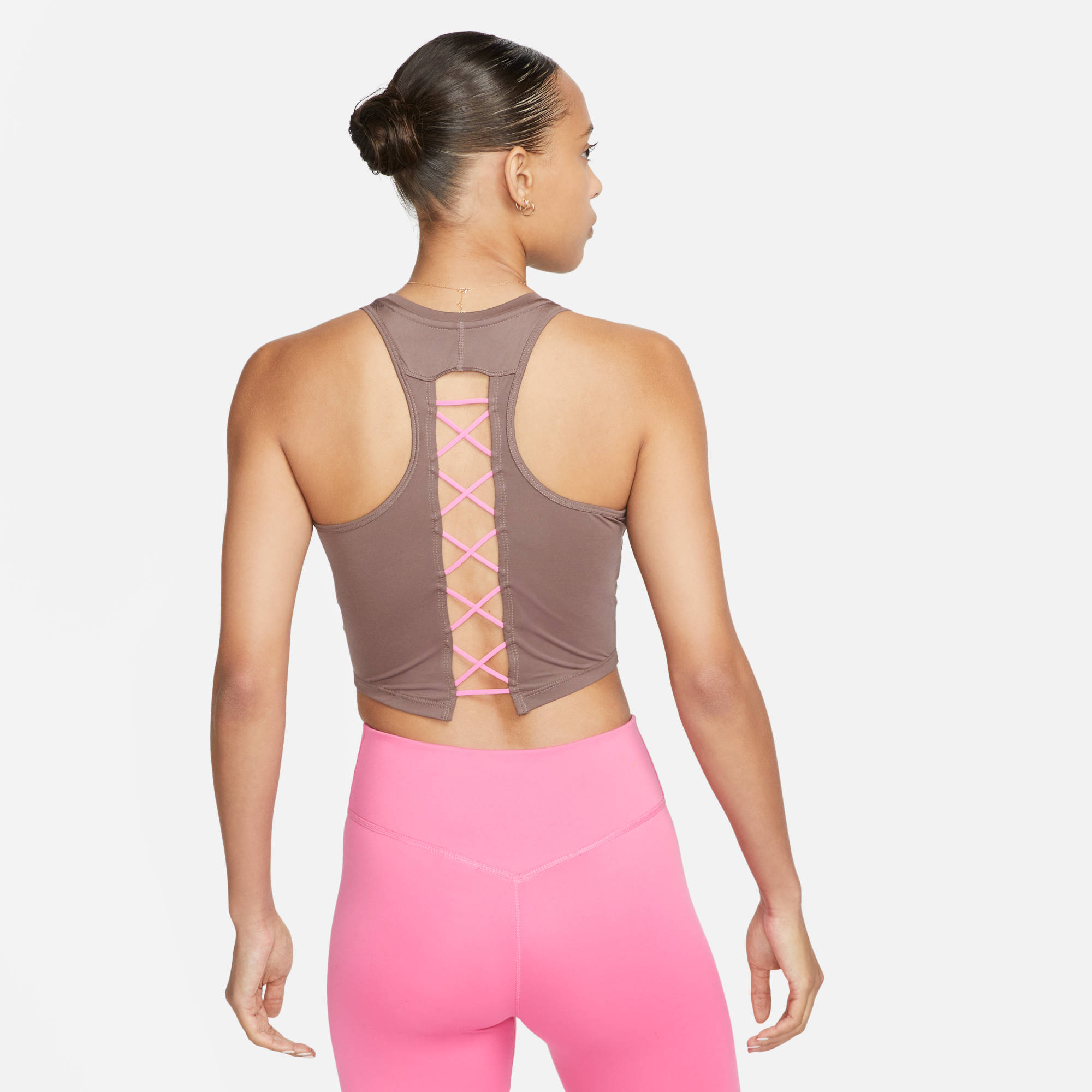 NIKE W NK ONE DF CROP TANK NVLTY PLUM ECLIPSE/PINK GLOW/PIN – Bild 2