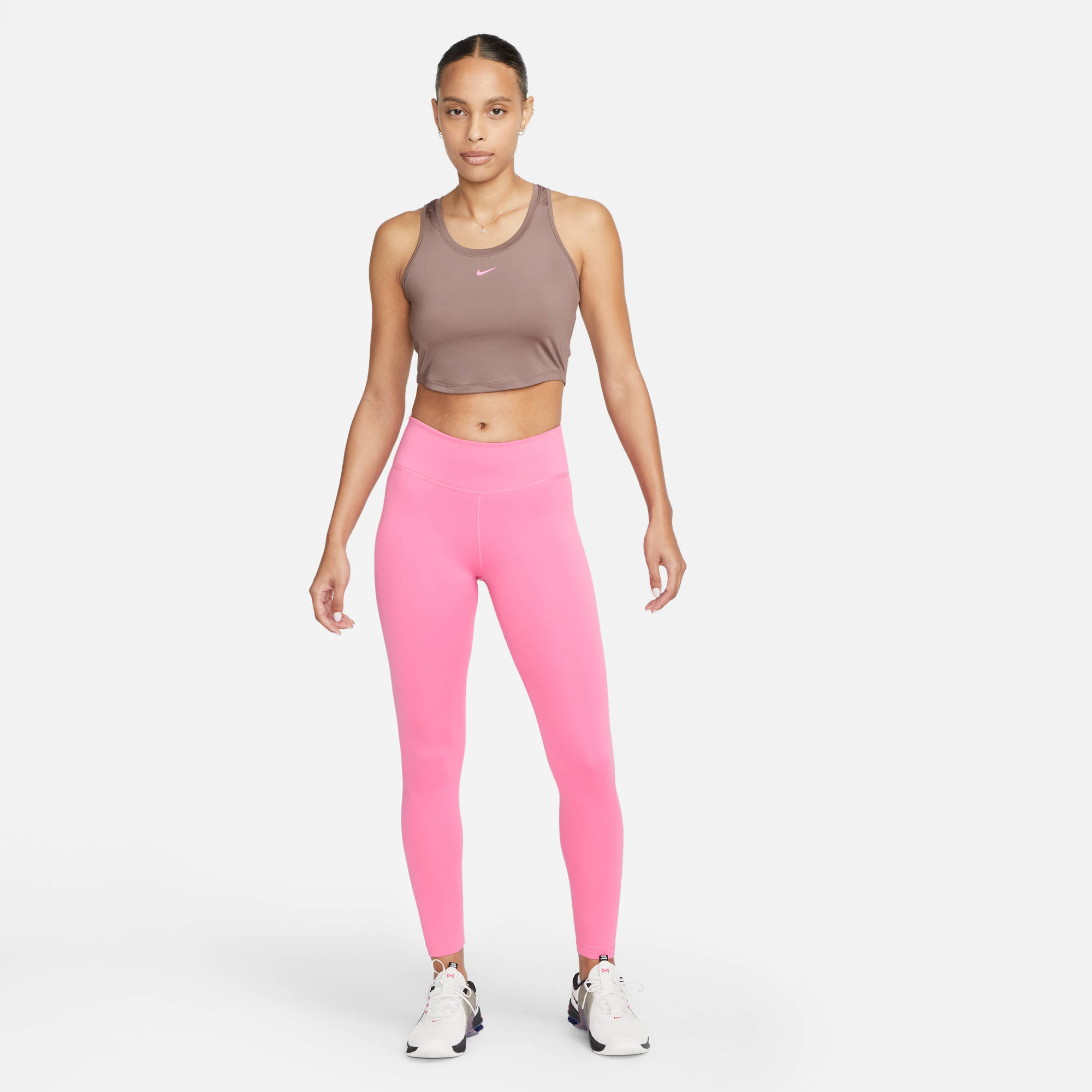 NIKE W NK ONE DF CROP TANK NVLTY PLUM ECLIPSE/PINK GLOW/PIN – Bild 4