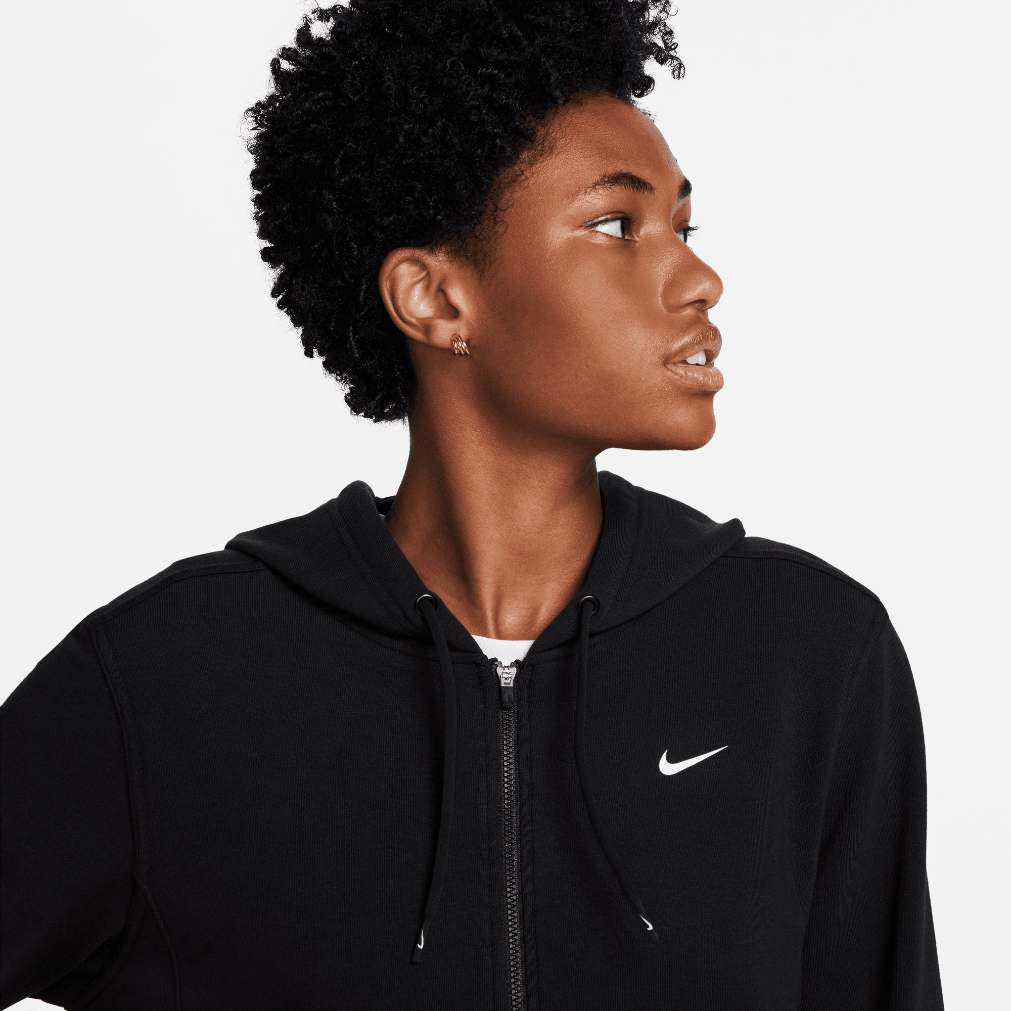 NIKE W NK ONE DF FZ HOODIE LBR BLACK/WHITE – Bild 3