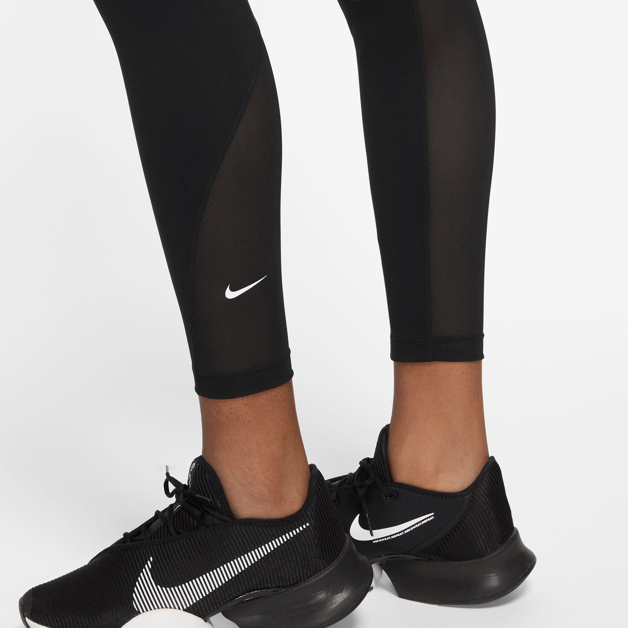 NIKE W NK ONE DF HR 7/8 TIGHT BLACK/WHITE – Bild 3
