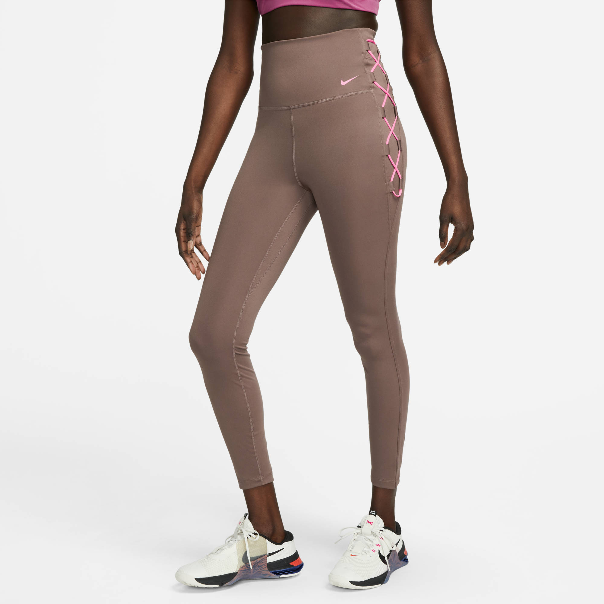 NIKE W NK ONE DF HR 7/8 TIGHT NVLTY PLUM ECLIPSE/PINK GLOW/PIN