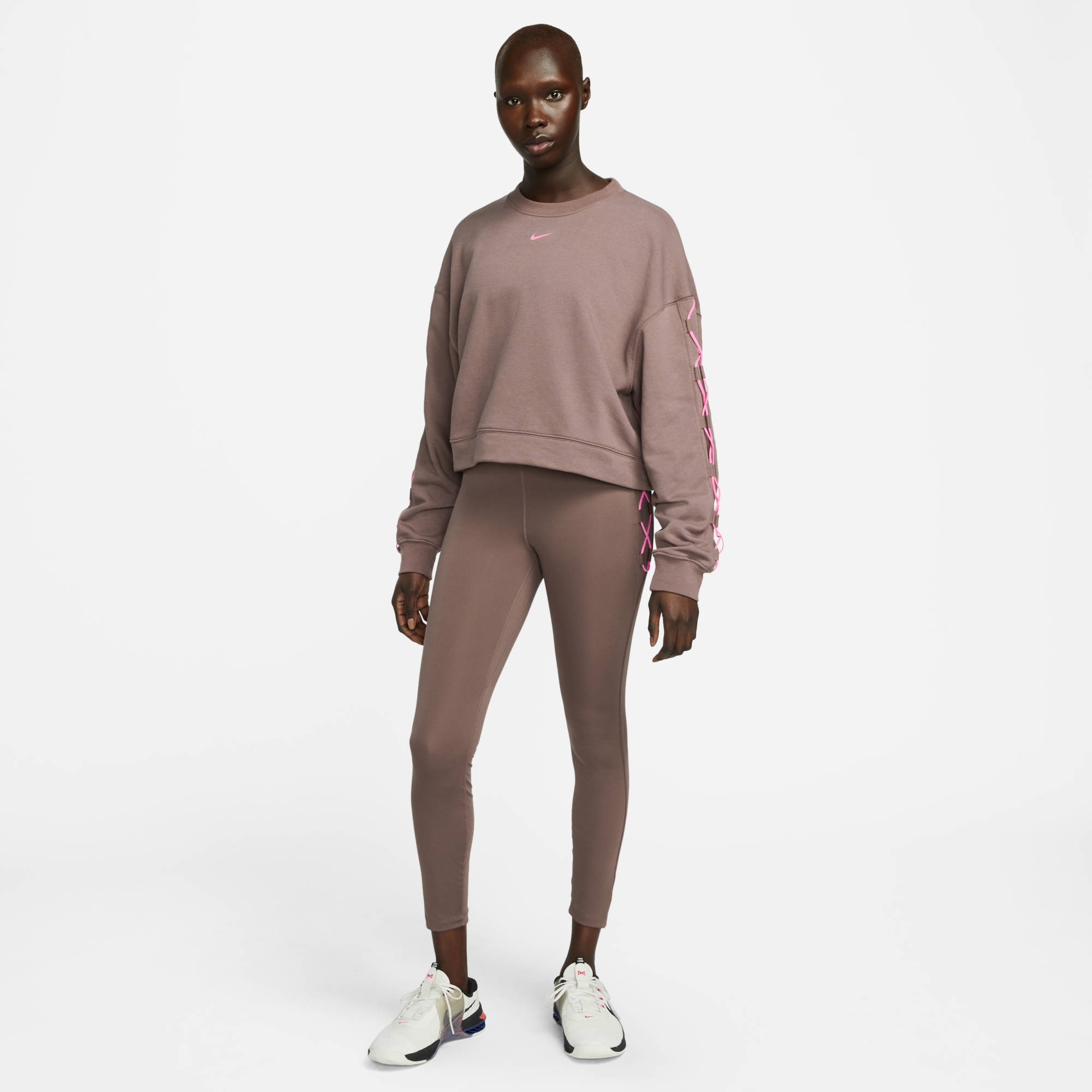 NIKE W NK ONE DF HR 7/8 TIGHT NVLTY PLUM ECLIPSE/PINK GLOW/PIN – Bild 6