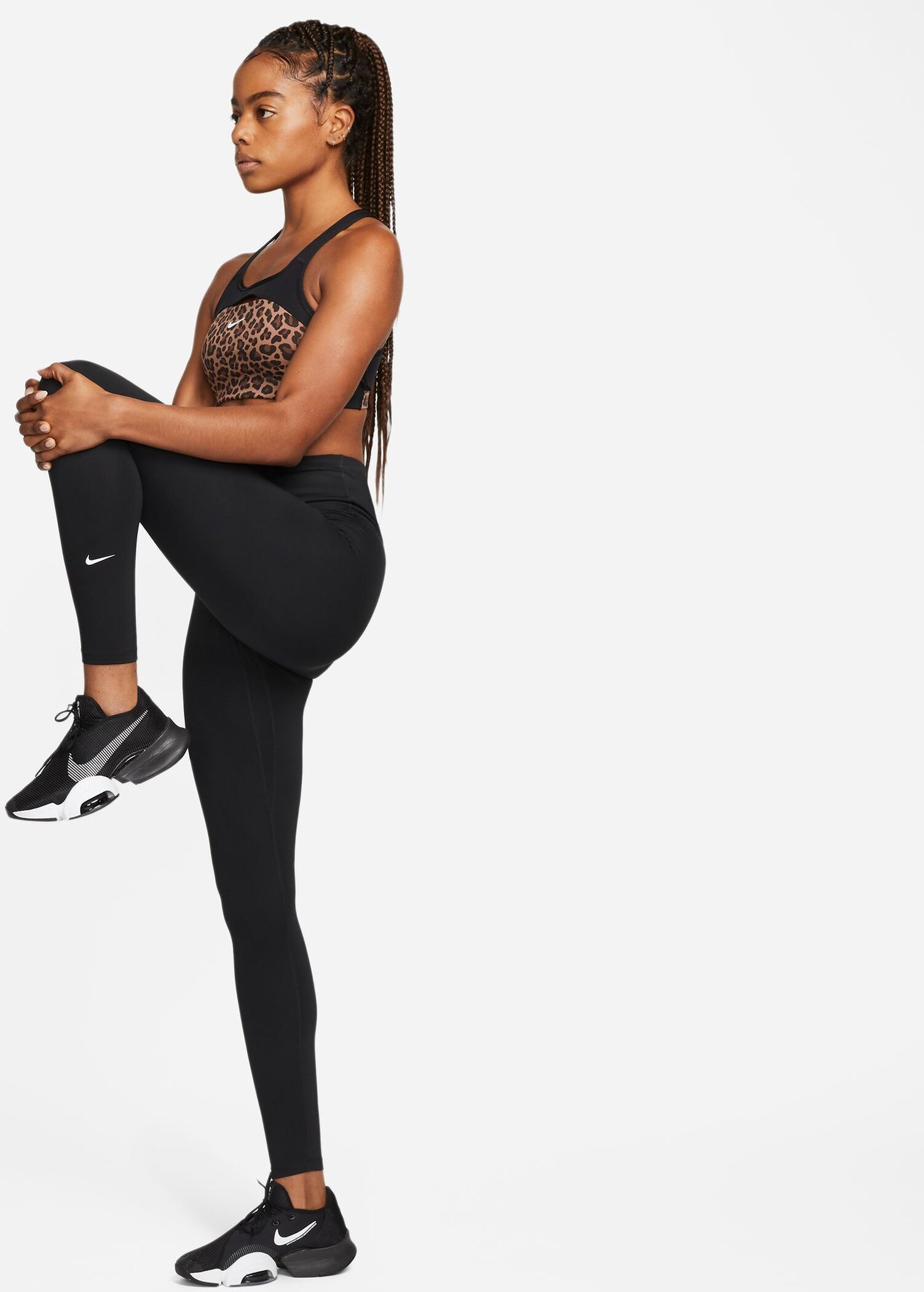 NIKE W NK ONE DF HR TGHT BLACK/WHITE – Bild 3
