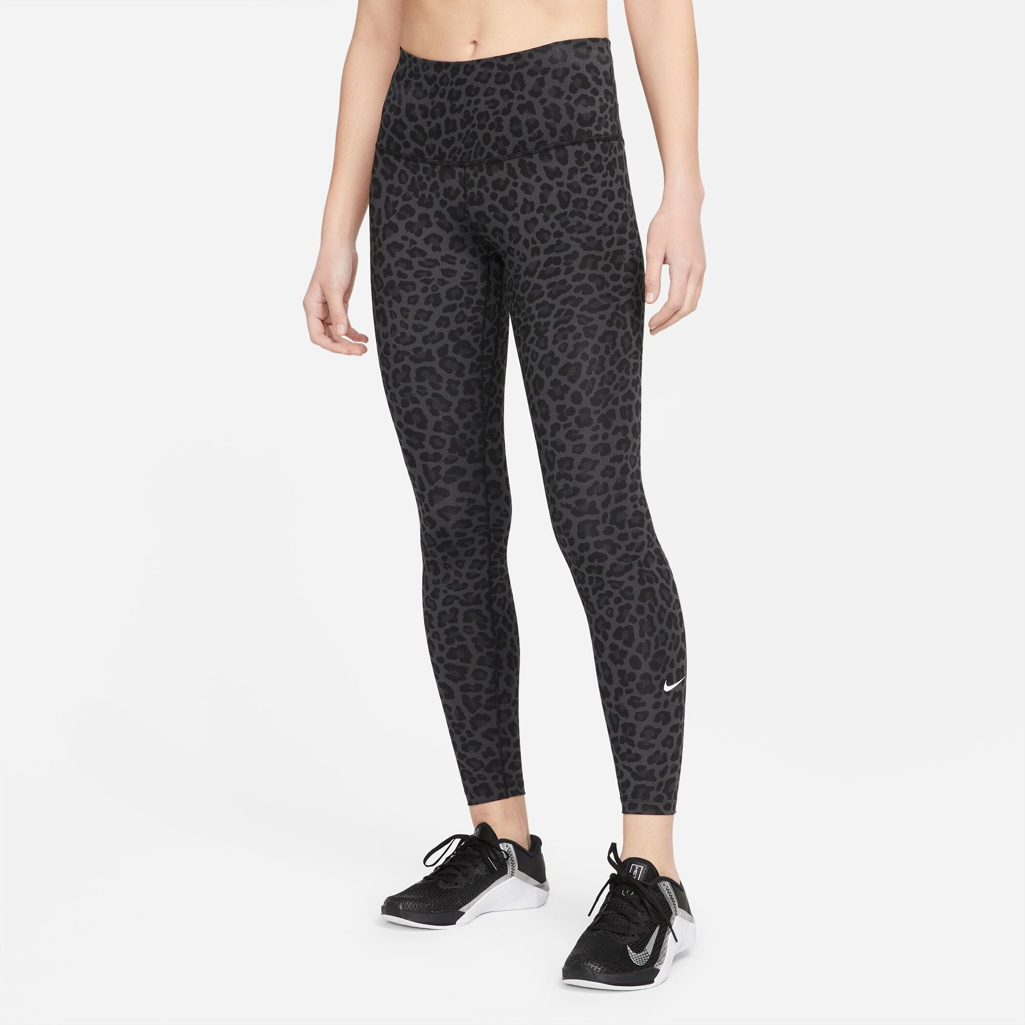NIKE W NK ONE DF HR TGHT LEOPARD DK SMOKE GREY/WHITE
