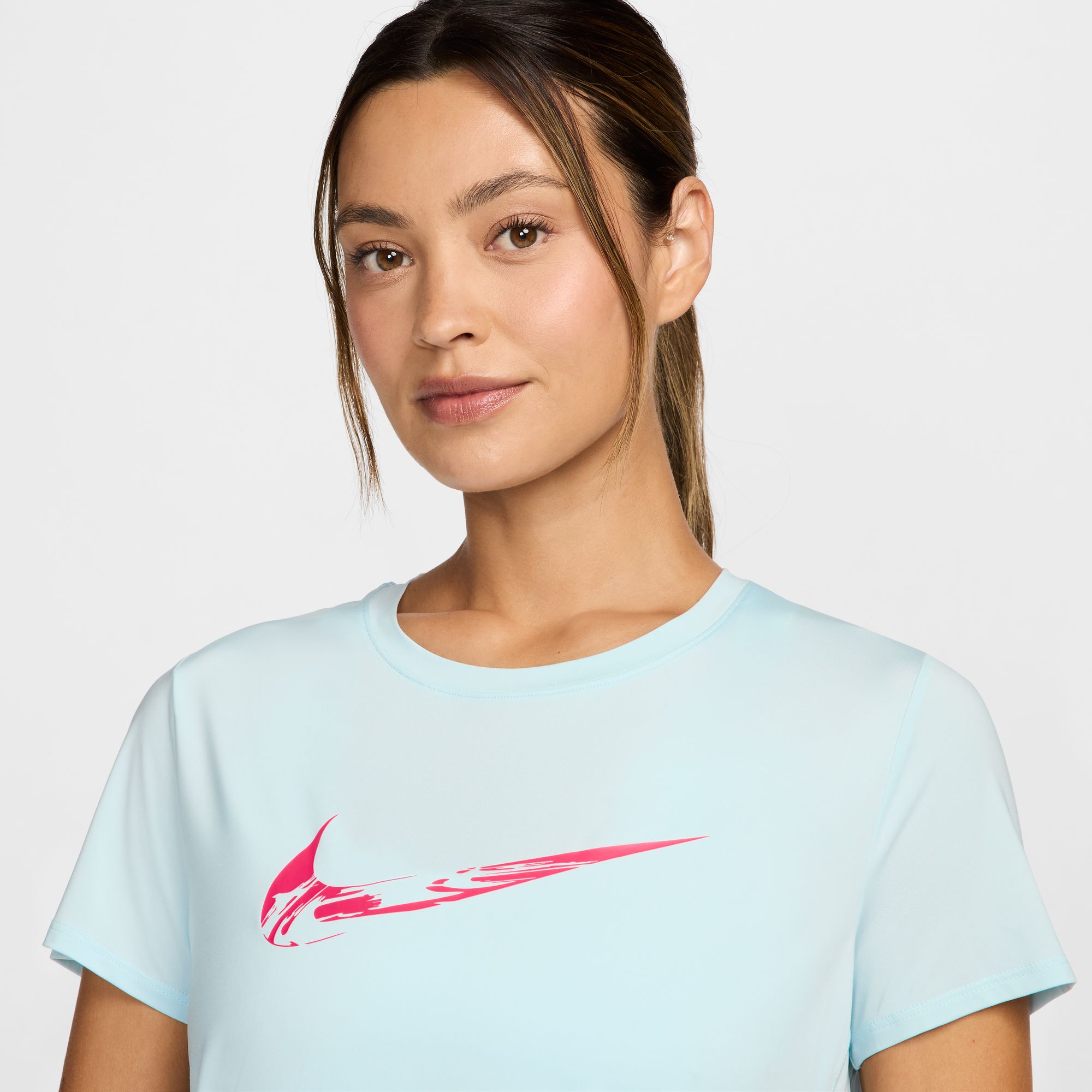 NIKE W NK ONE SWOOSH HBR DF SS TOP GLACIER BLUE/ASTER PINK – Bild 3