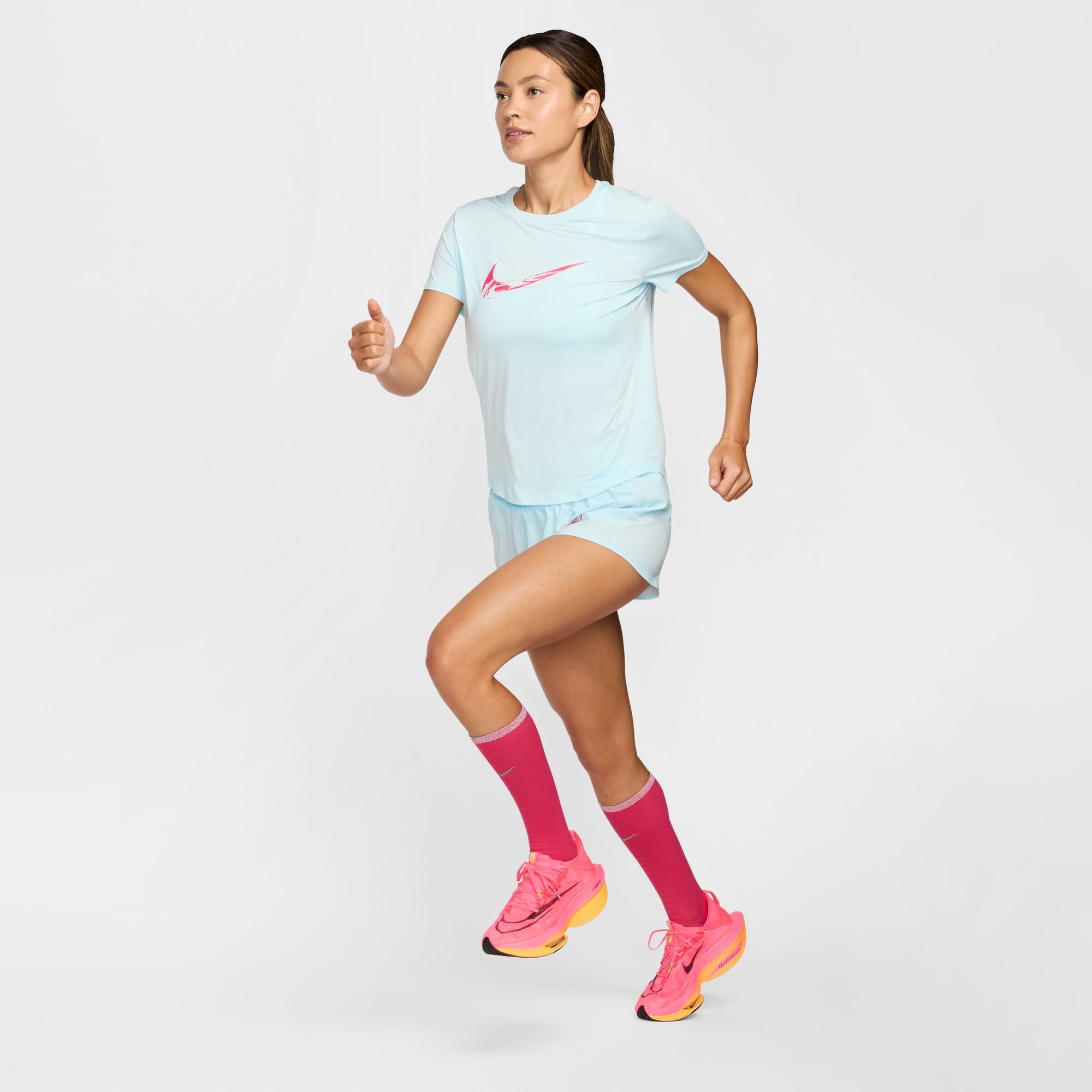 NIKE W NK ONE SWOOSH HBR DF SS TOP GLACIER BLUE/ASTER PINK – Bild 4