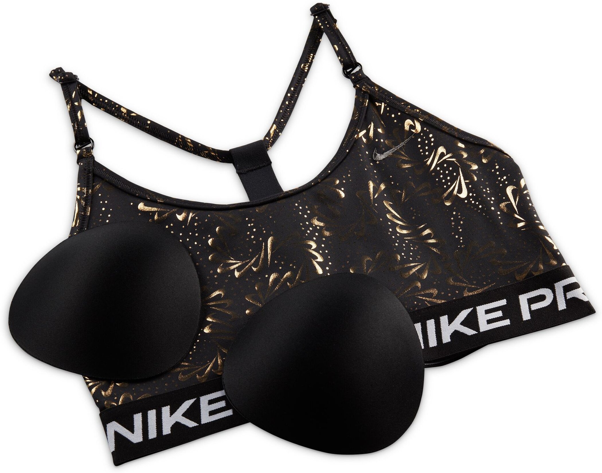 NIKE W NP DF INDY STRPY SPARKLE BRA BLACK/BLACK/DK SMOKE GREY